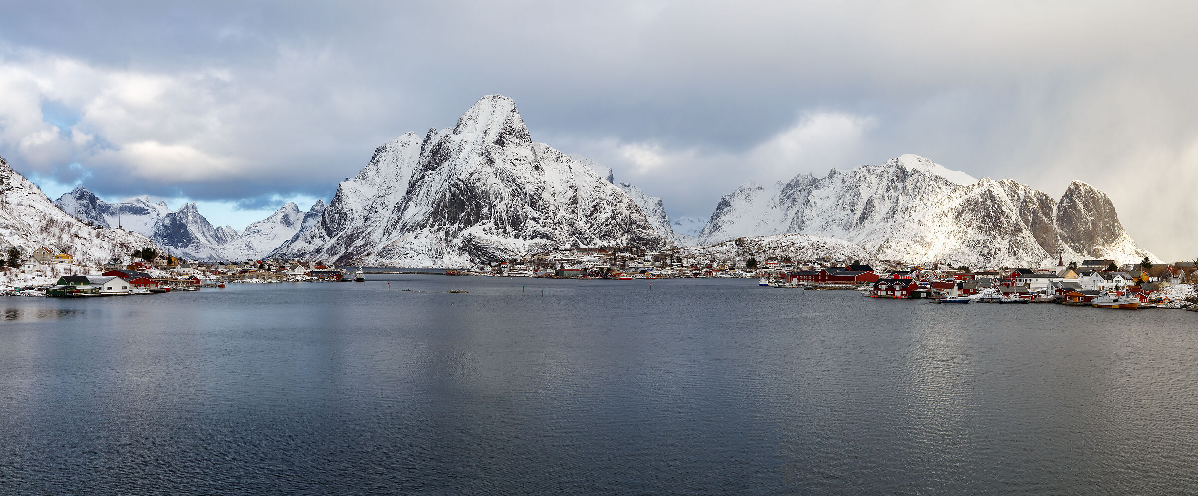 Winter overview of Reine Bay, Lofoten Islands...