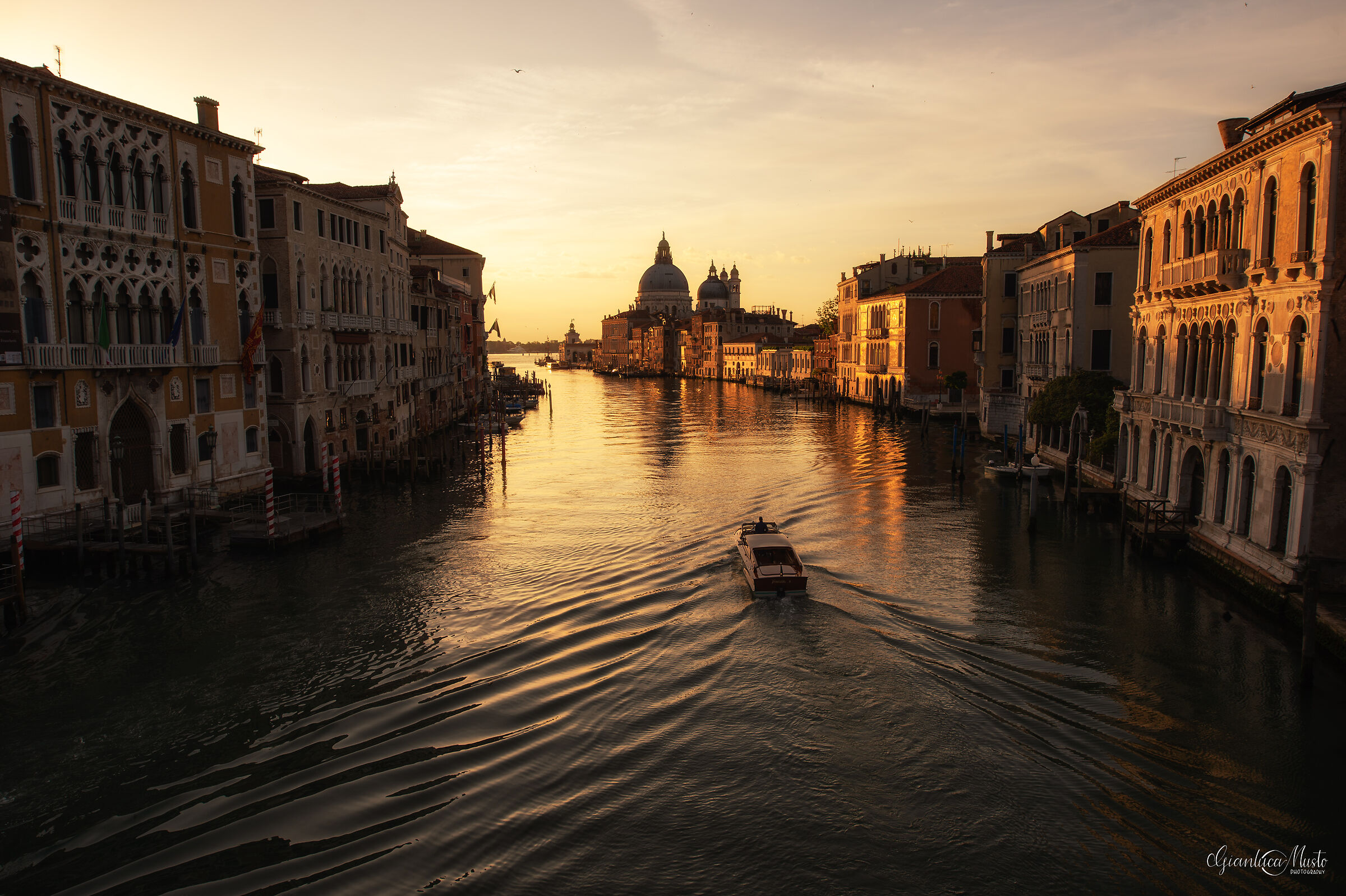 Dawn is golden in Venice...