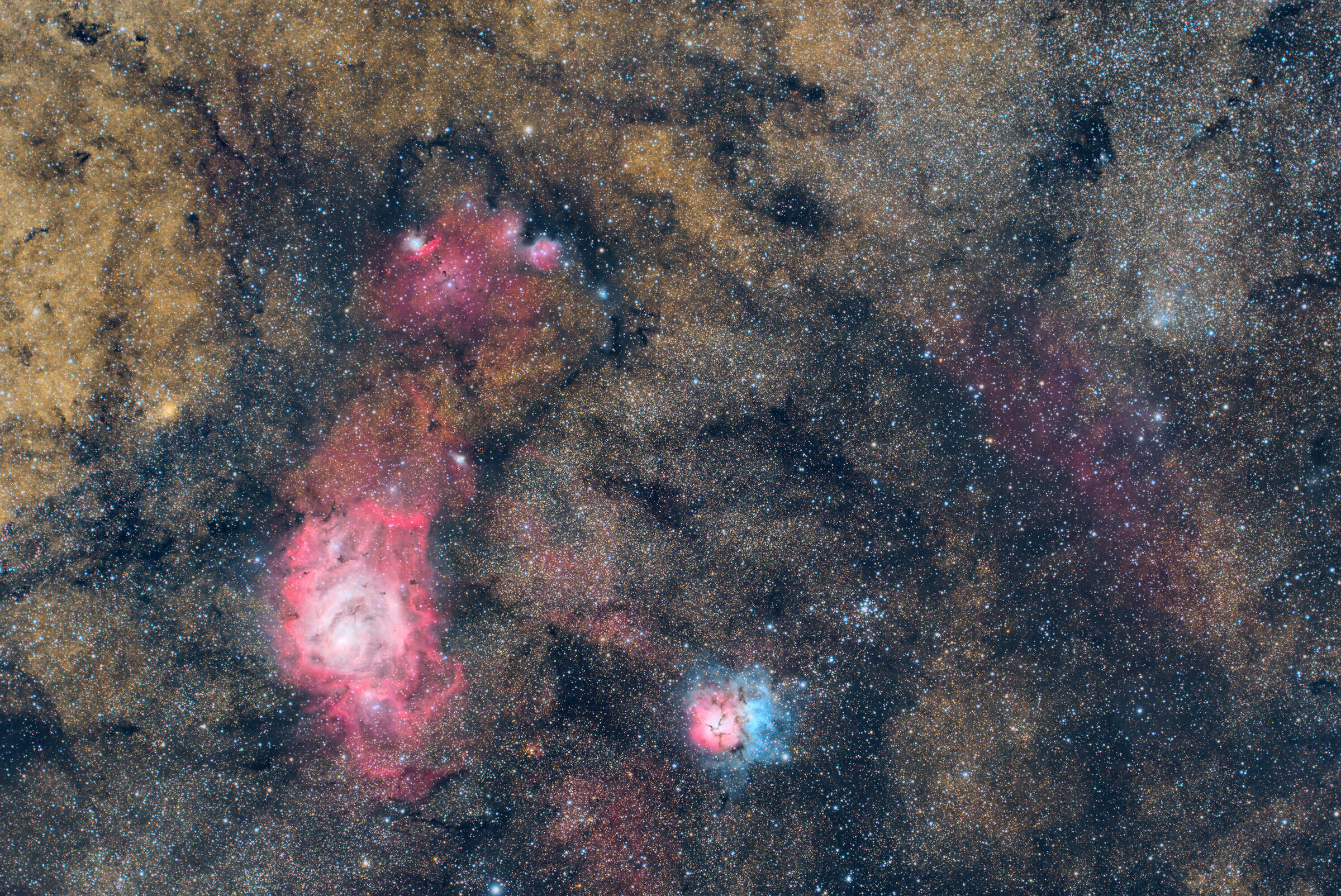 Nebulae Laguna and Trifida (m8 m20) RGB...