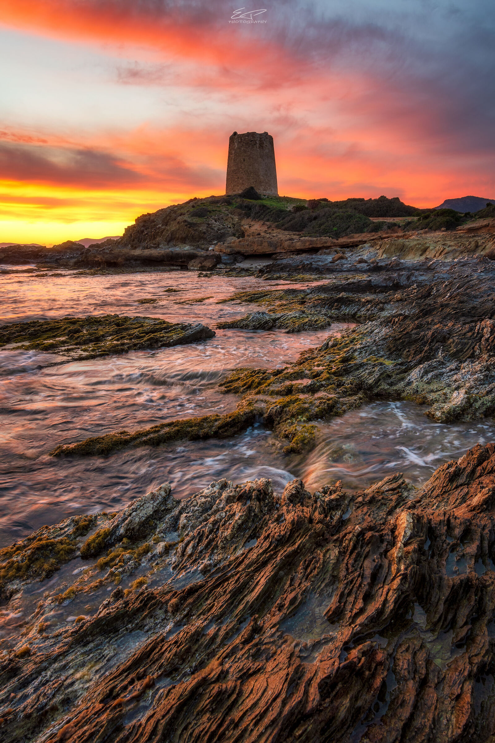 Sunset at the Coastal Tower of Pixinni....