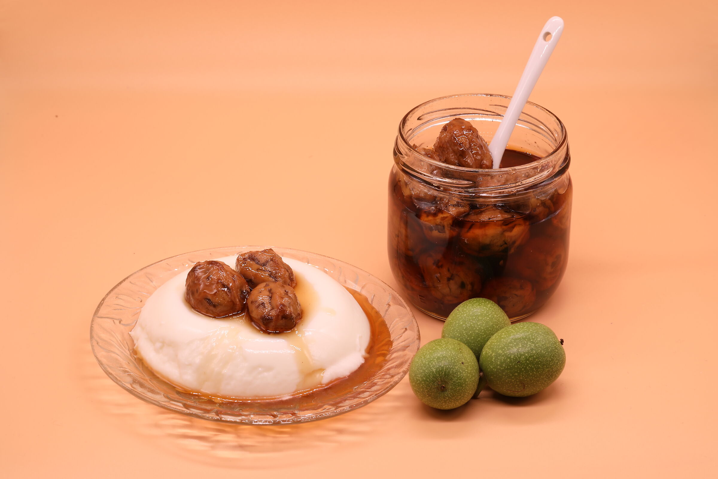 Panna cotta with green walnut jam...