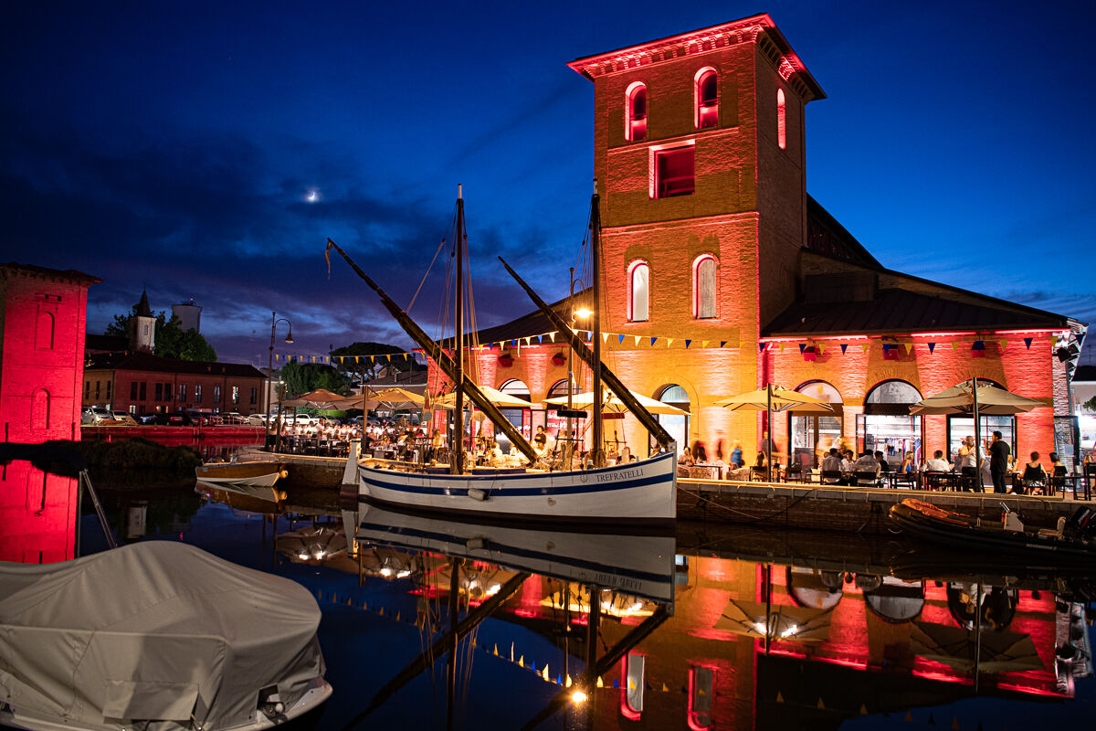 The Salt Dock in Cervia in red...