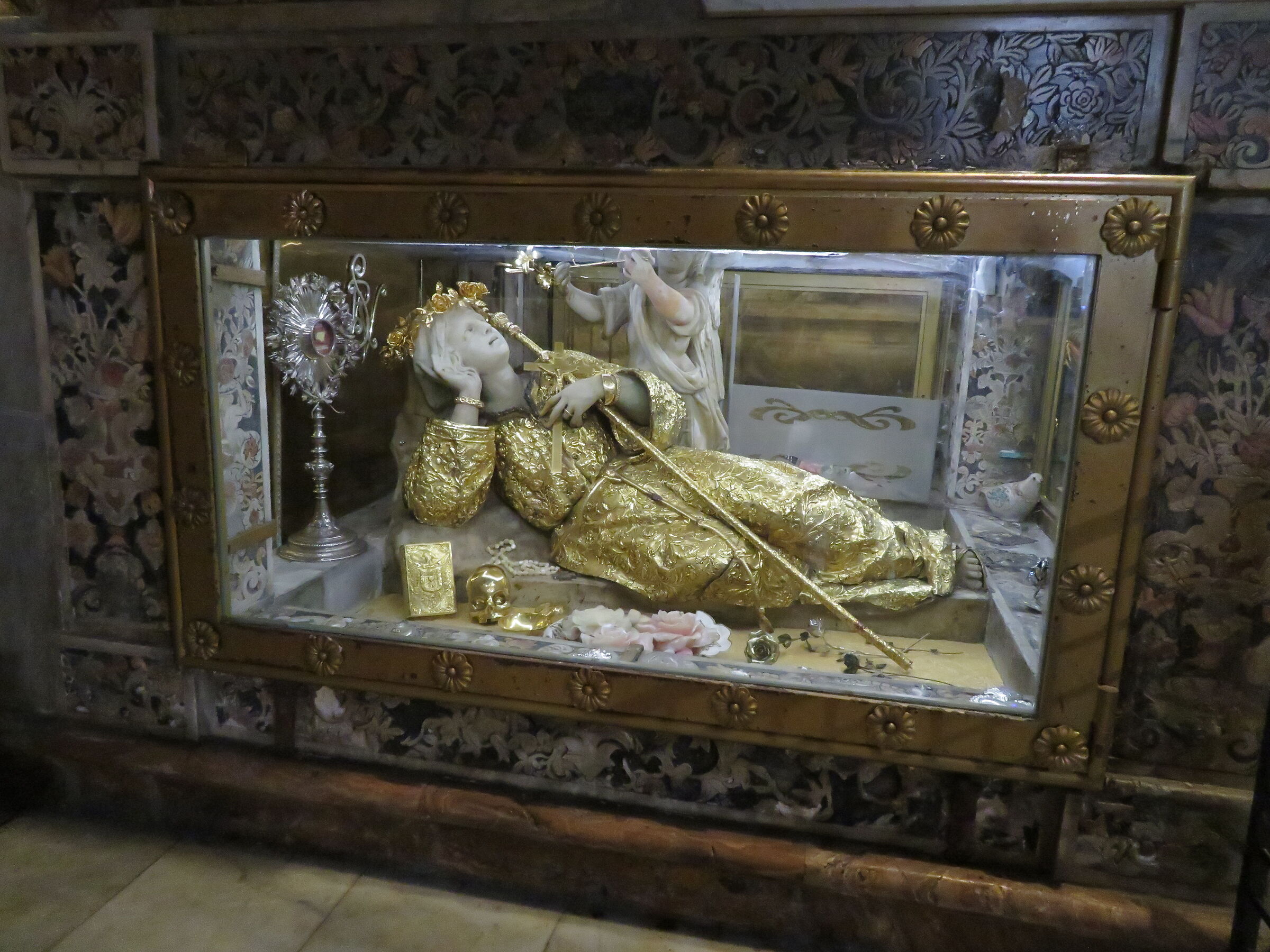 Palermo: Santuario di Santa Rosalia-Statua con reliquie...