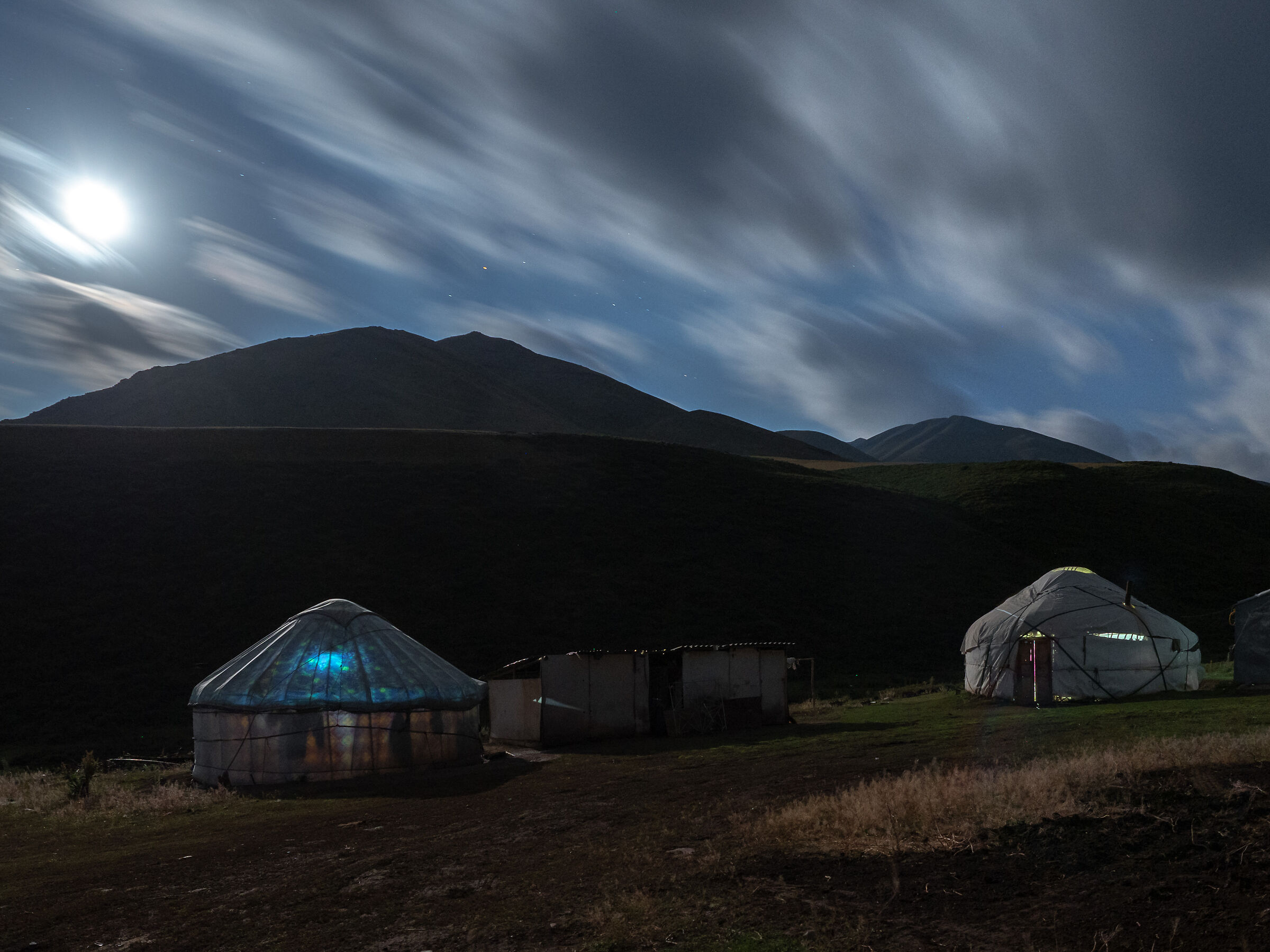 Yurts in the moonlight...