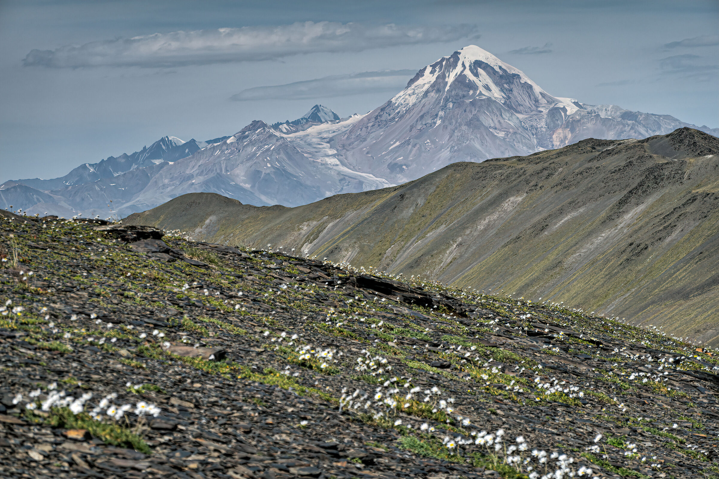 Mount Kazbek from Chaukhi Pass...