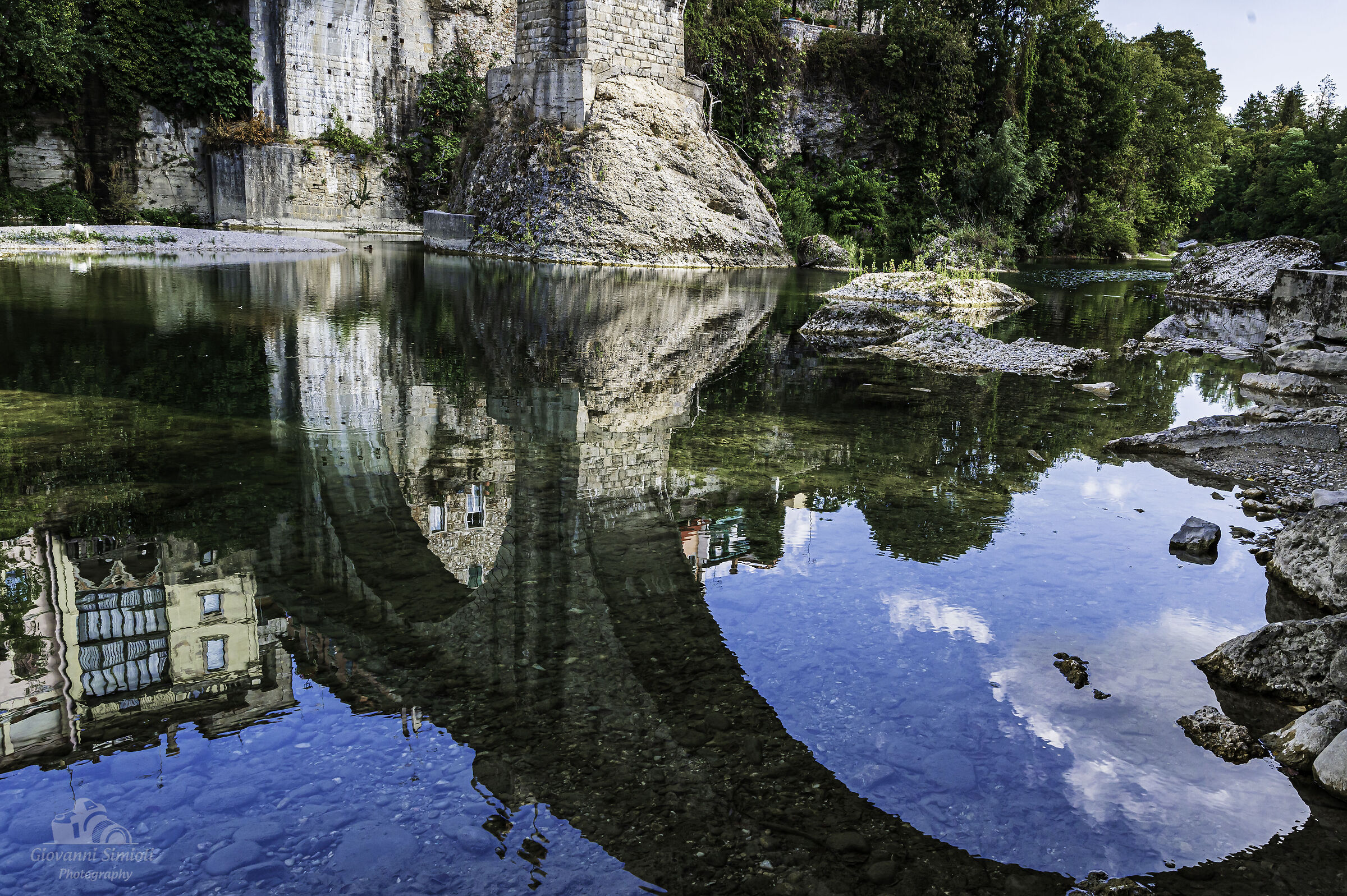 Cividale del Friuli, reflected under the Ponte del Diavol...
