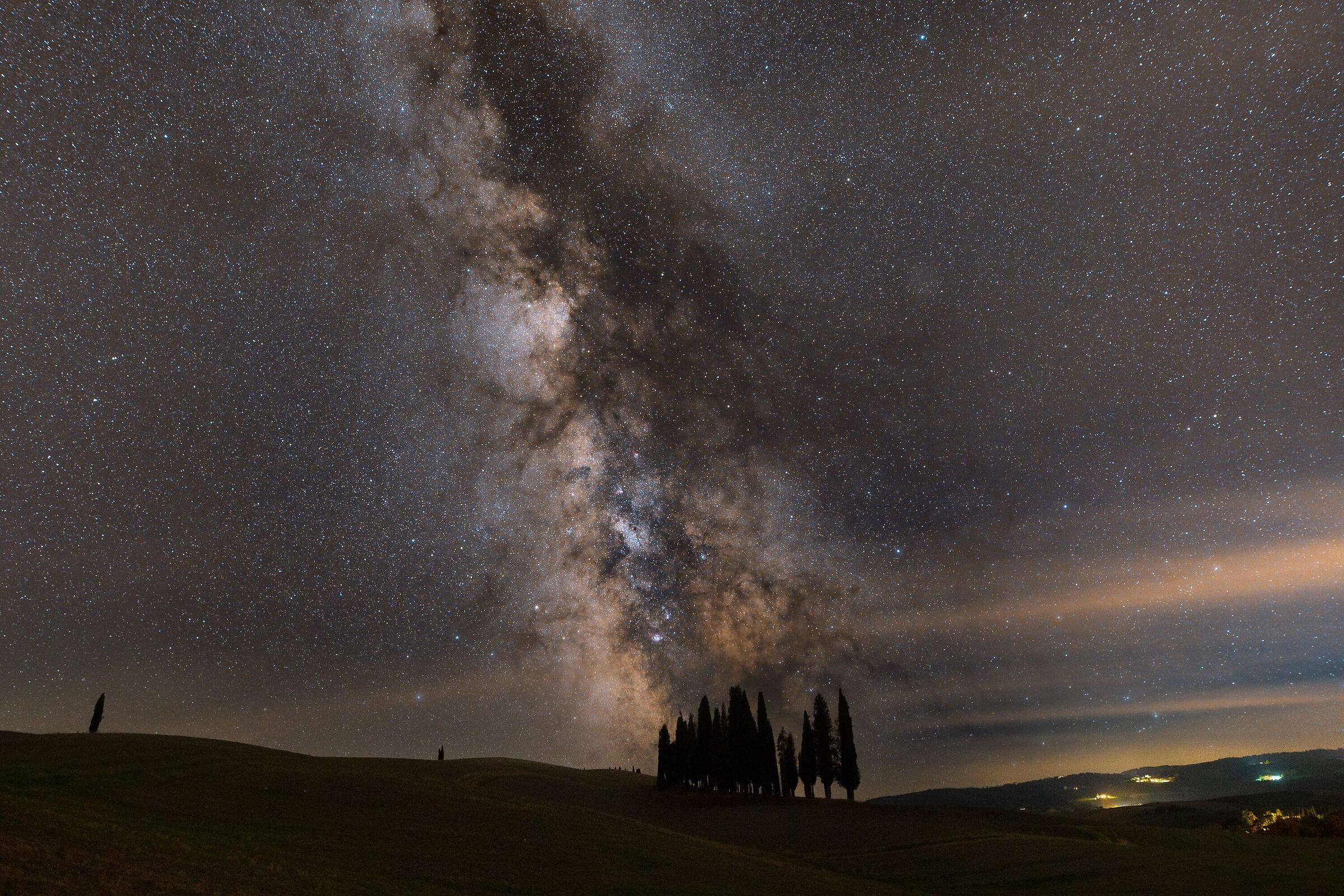 Cypresses, Milky Way and Clouds...