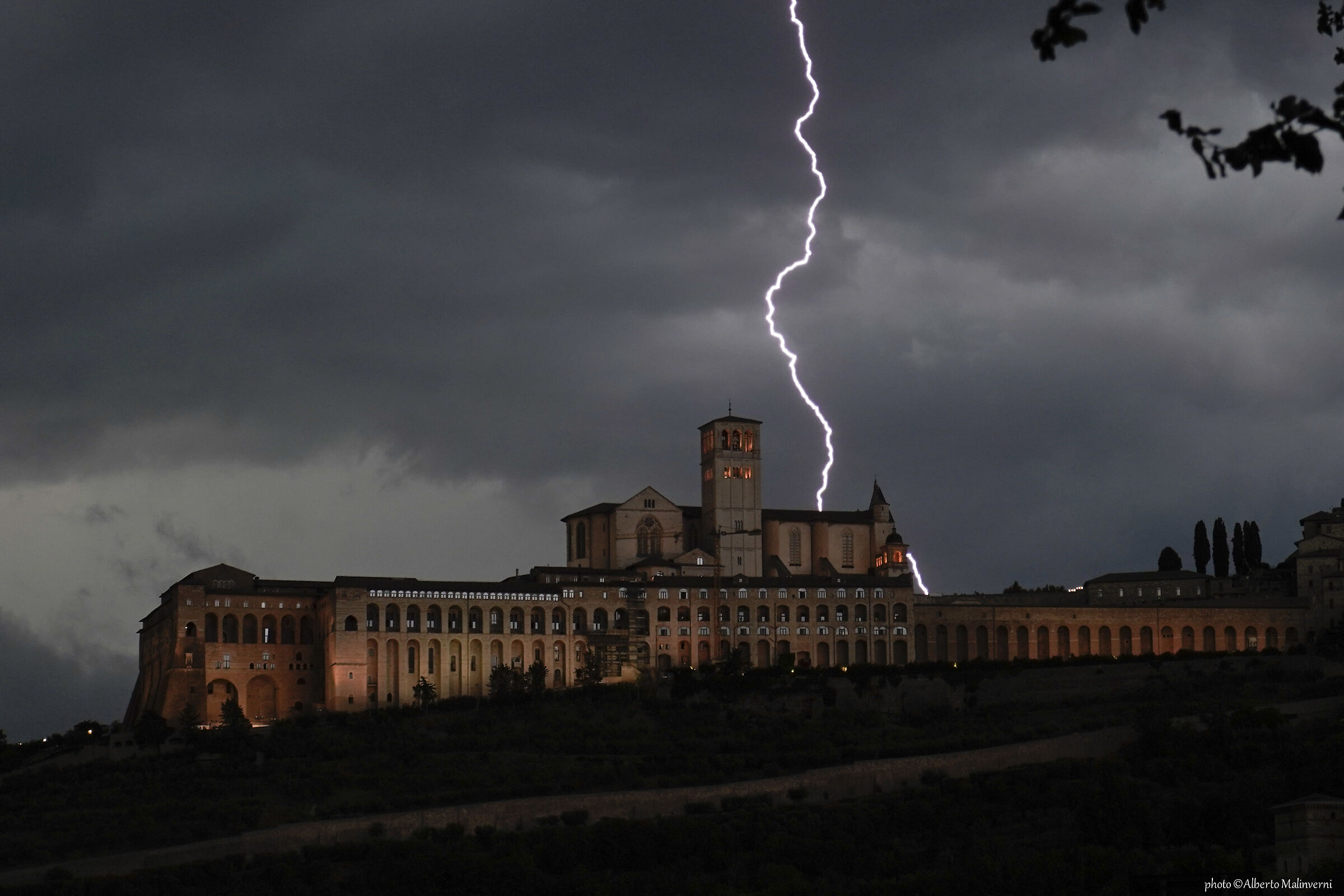 Assisi, Basilica of St. Francis during the storm...