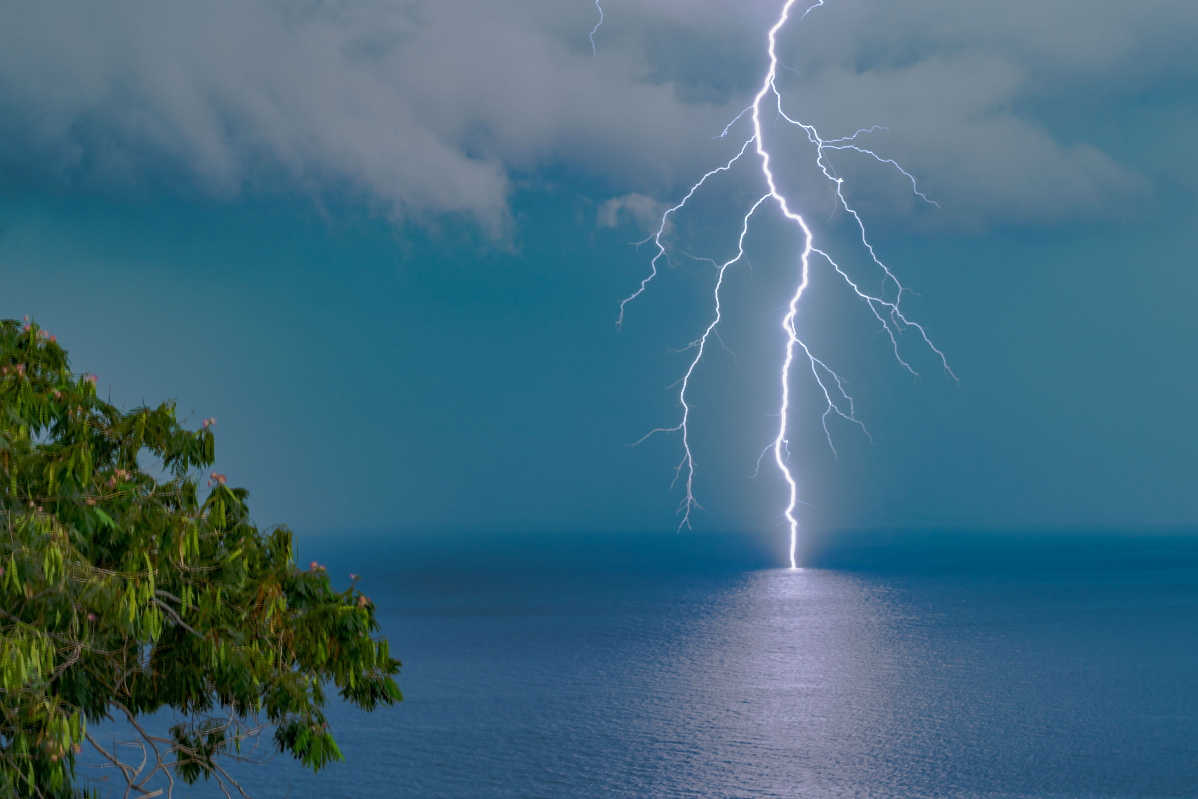 Lightning in the Egean Sea, in front of Molyvos Castle....