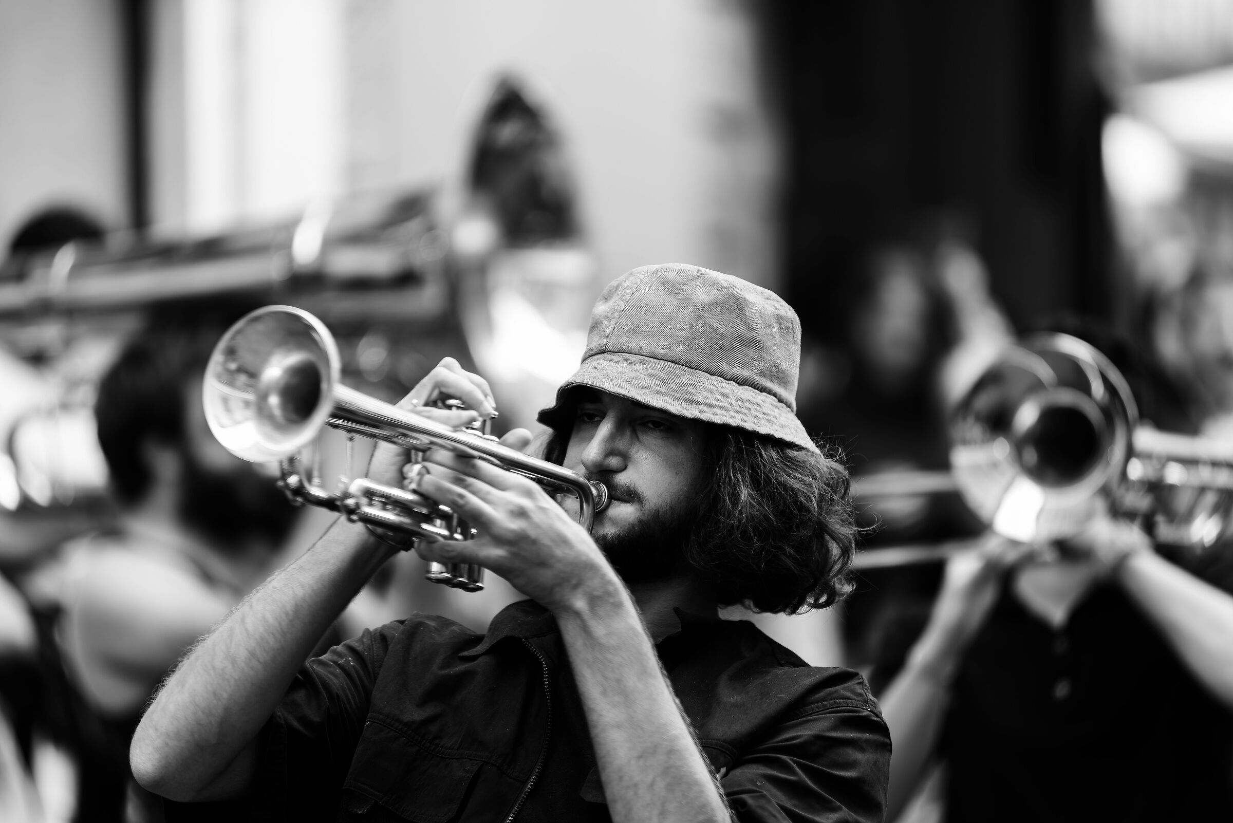 Street musicians at the busker festival in Salò...