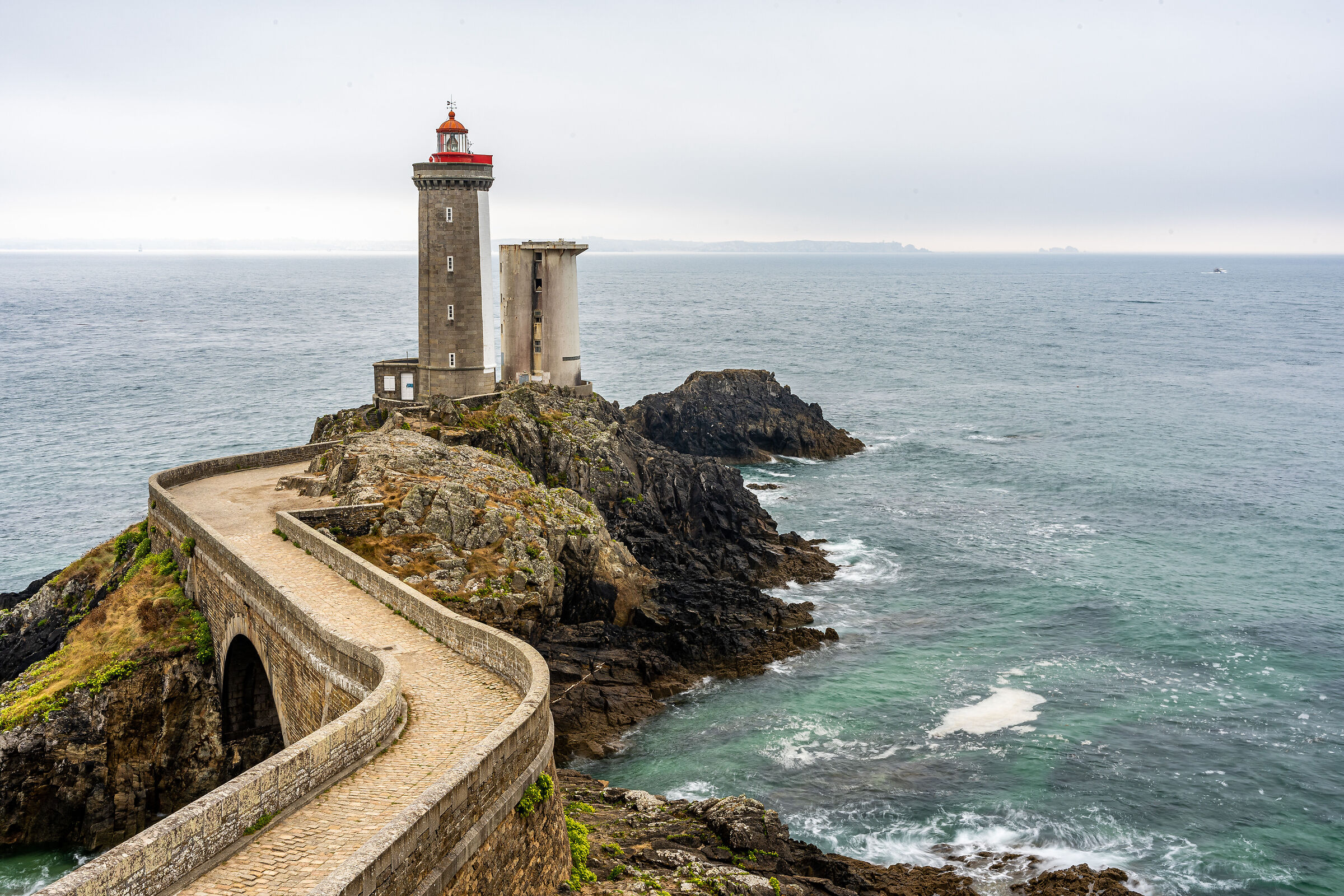 The view of the Petit Minou lighthouse on the sea...