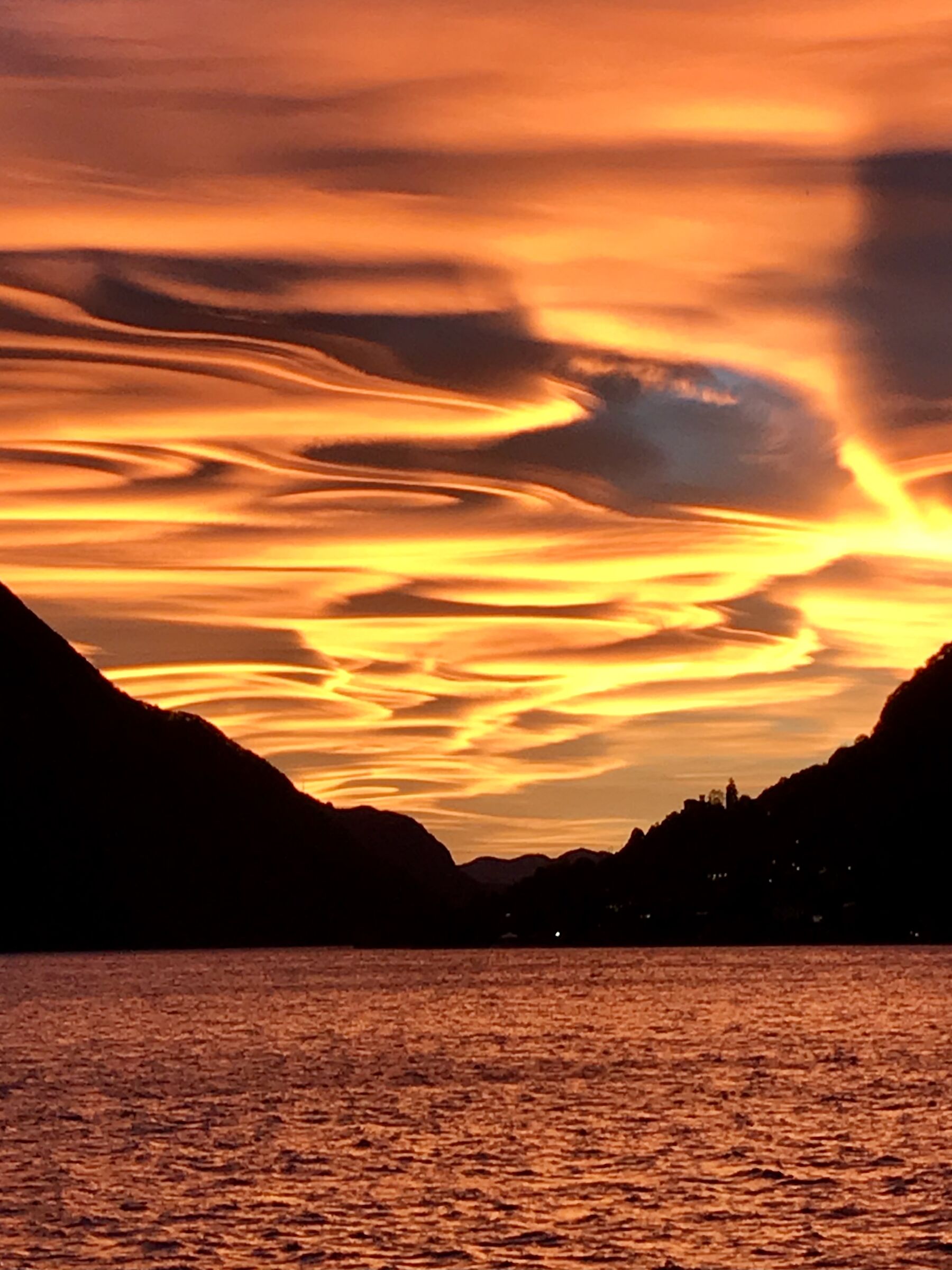 Sunset with lenticular clouds...