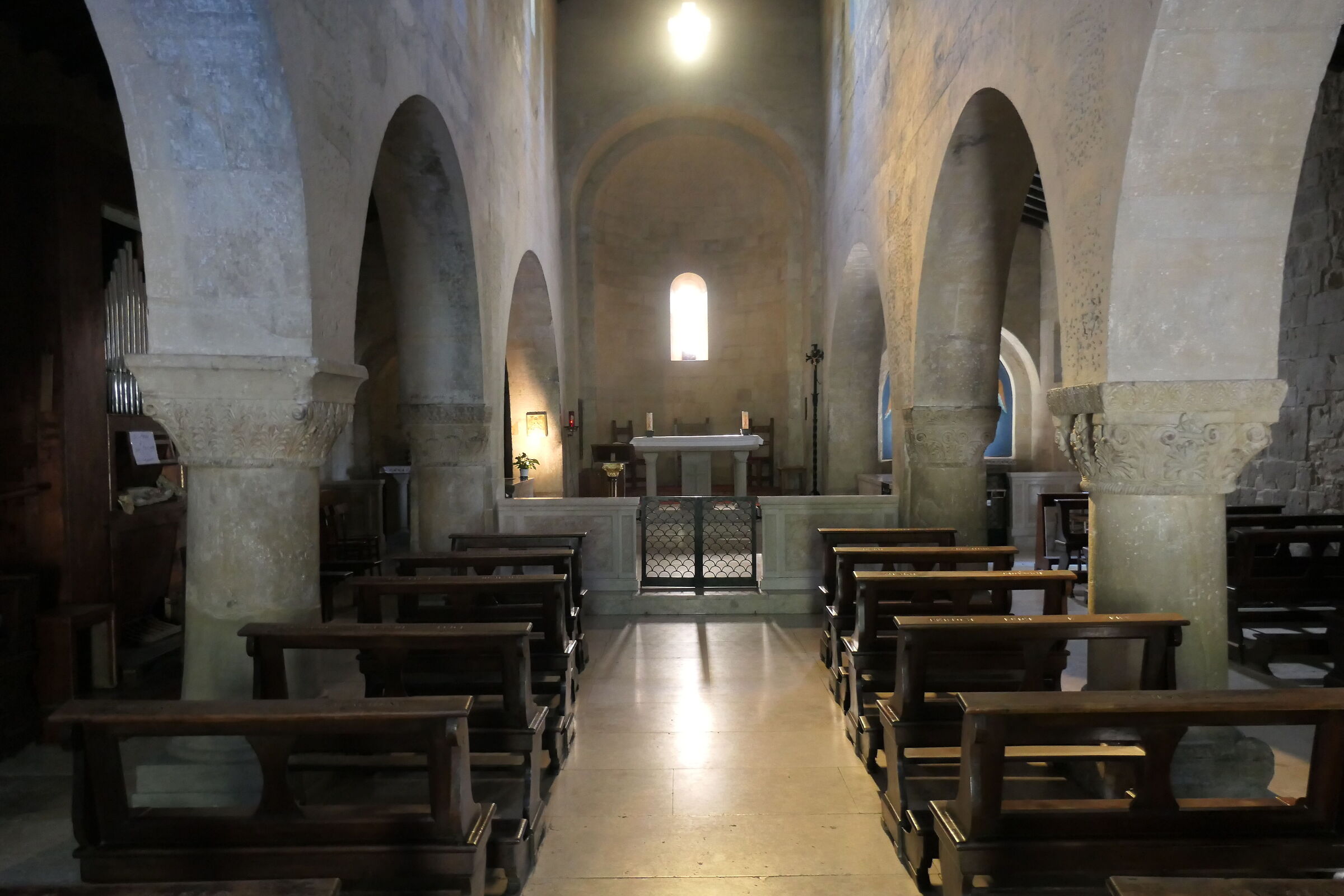 Romanesque church interior, XI century, Rocca Santa Maria...