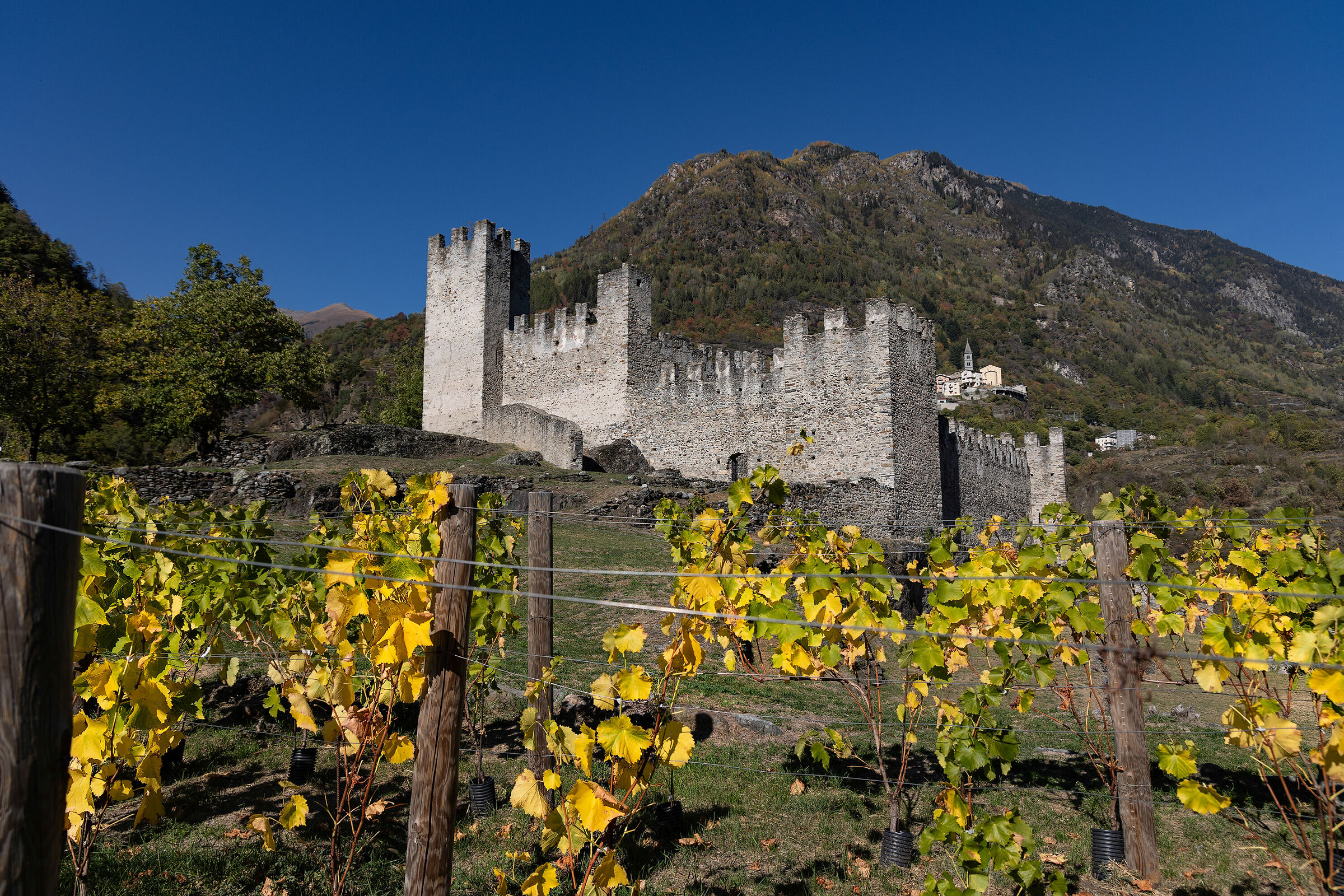 Autumn at the Visconti Venosta castle in Grosio...