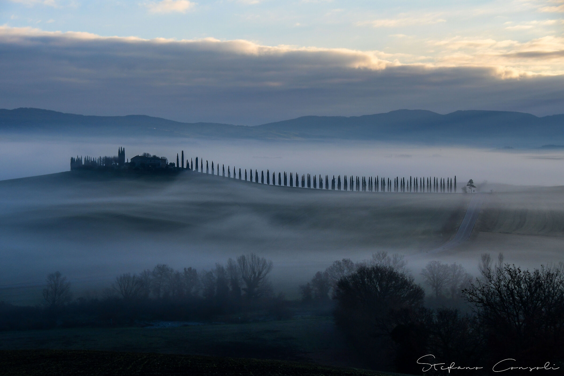 Poggio Covili at dawn with fog...