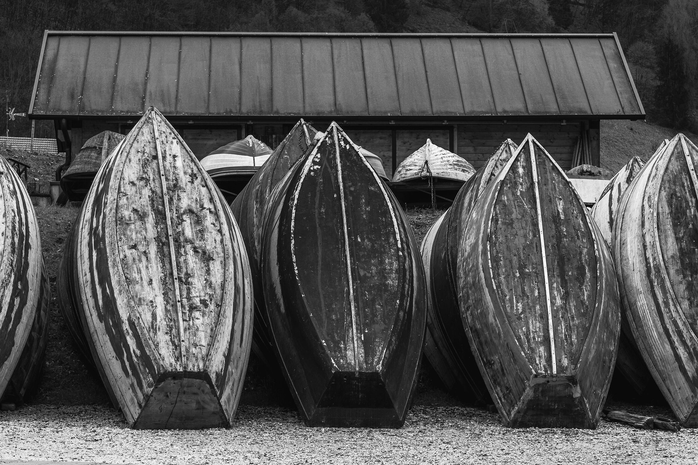 wooden boats...
