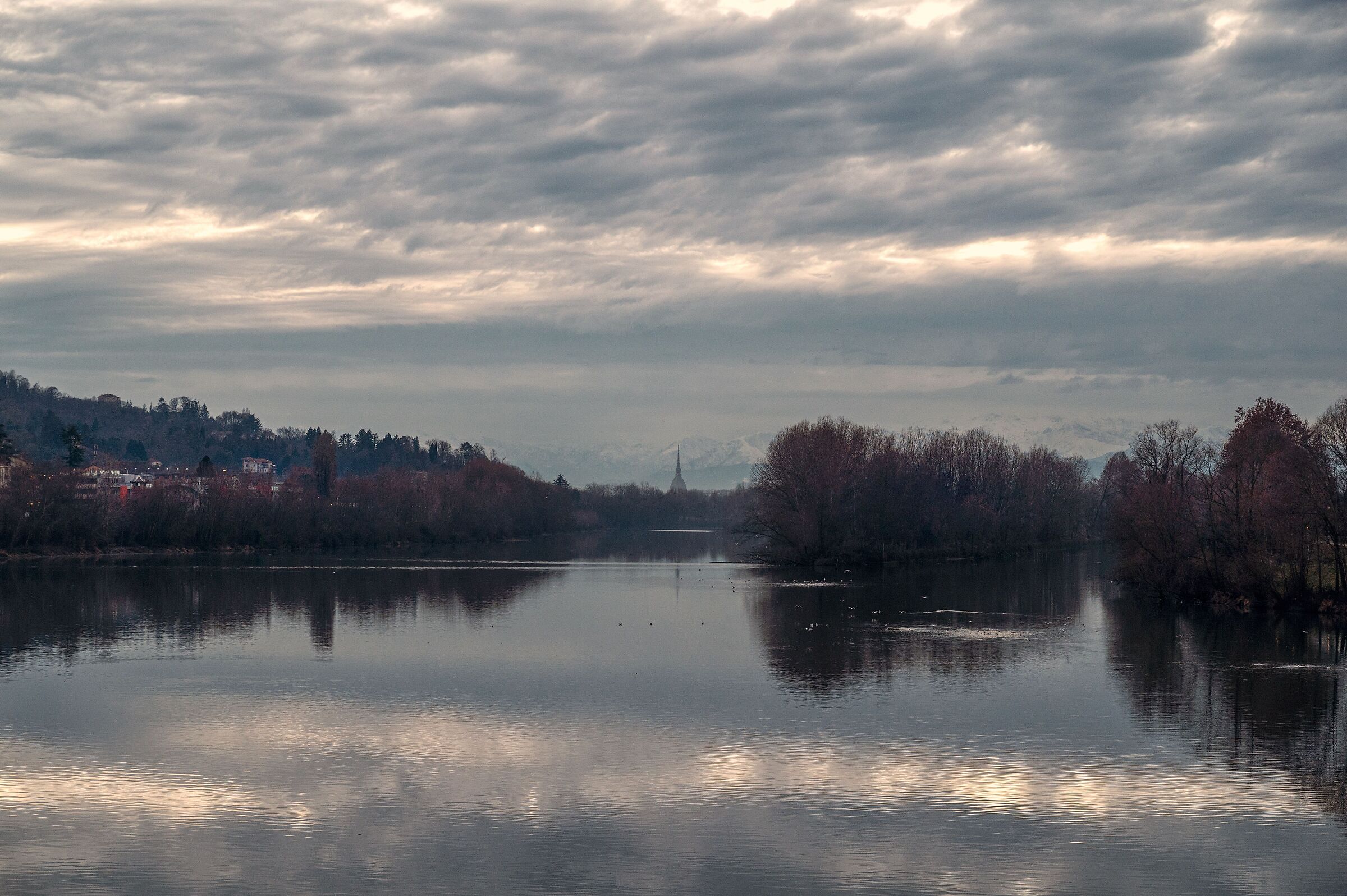 The Po River with Turin on the horizon ...