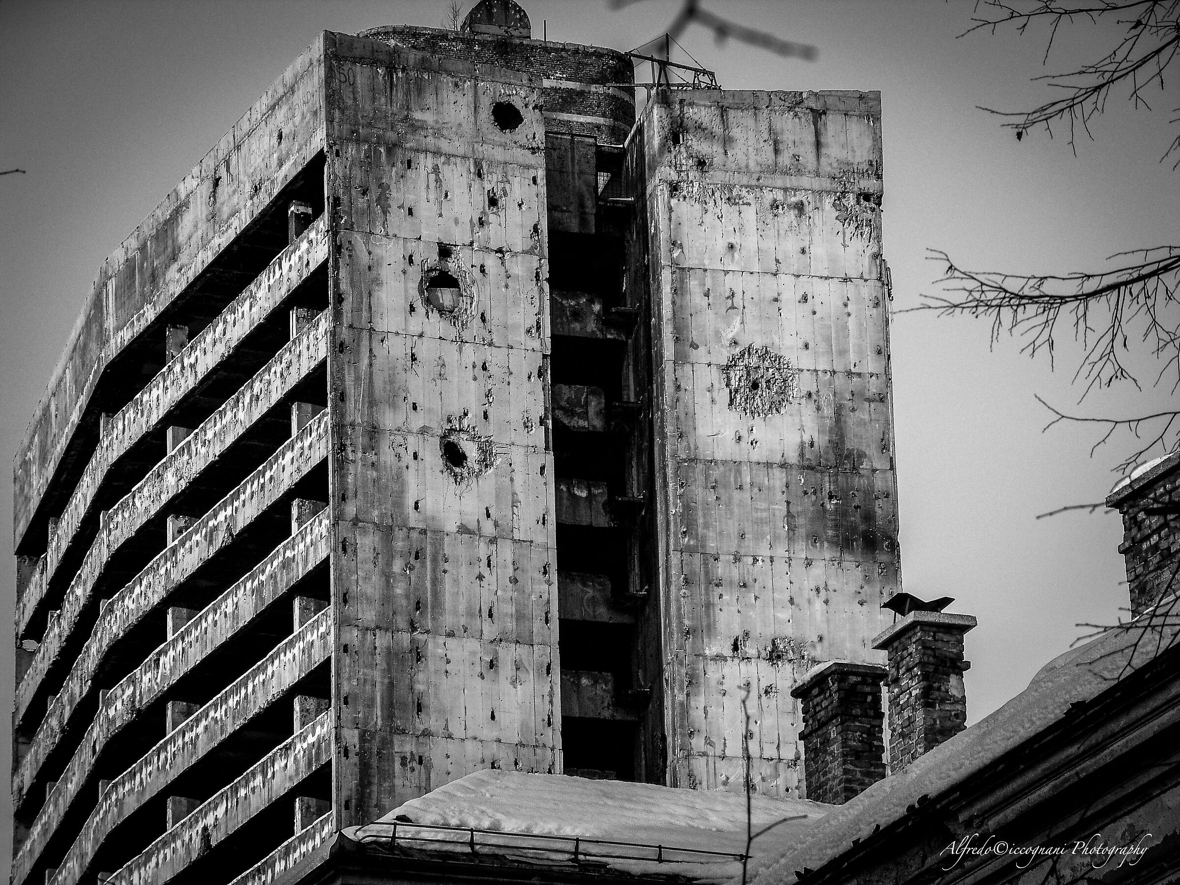 Sarajevo's famous bombed skyscraper...