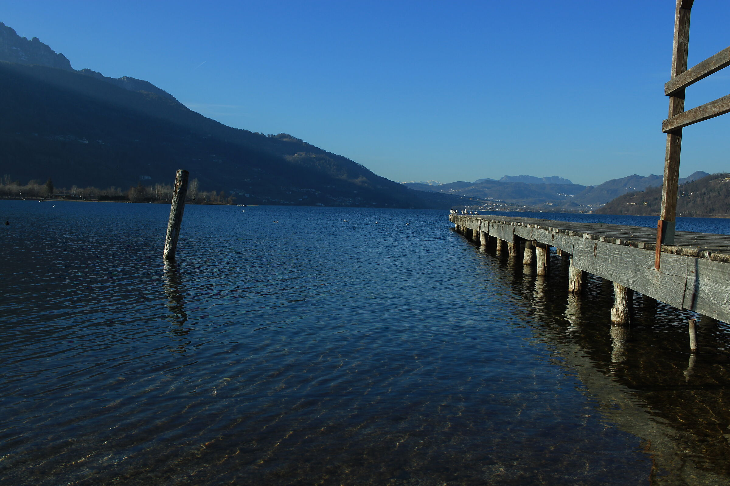 A pier on Lake Caldonazzo in Trentino...
