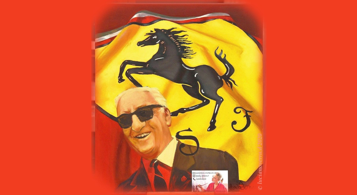 Enzo Ferrari in un'opera pittorica di "Vicky" Ferrari...