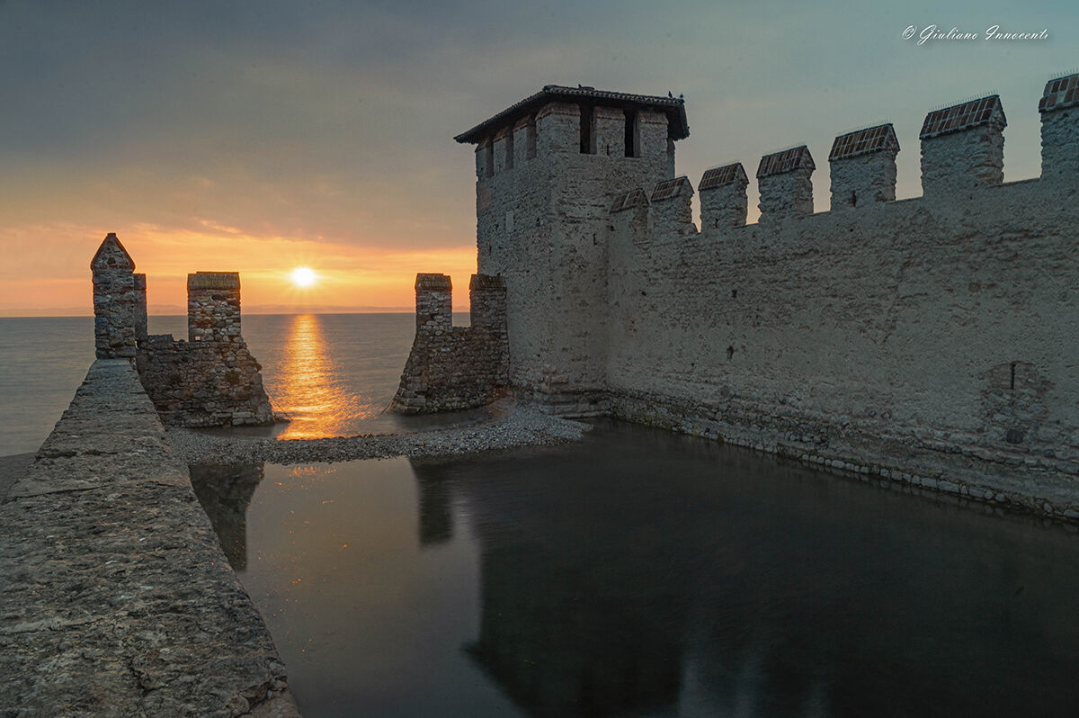 the sunrise at the castle of Sirmione...