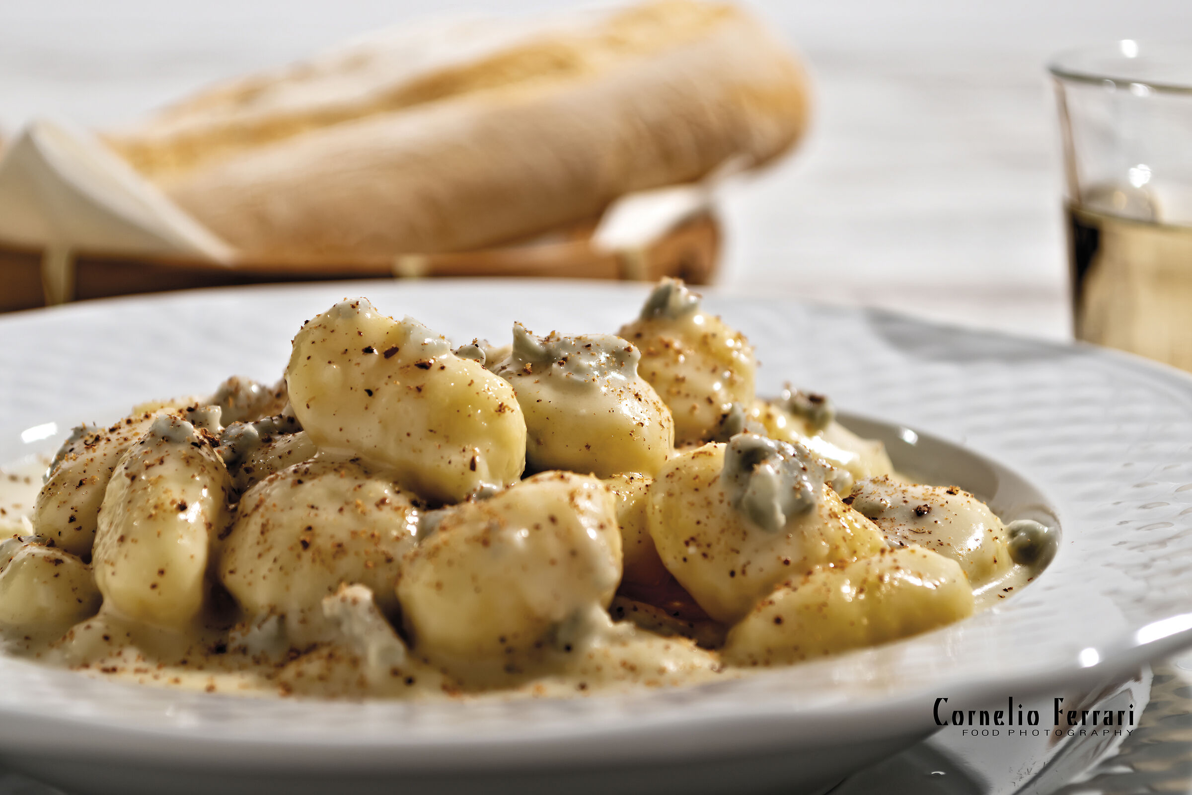 potato gnocchi with gorgonzola cheese and nut moscat...