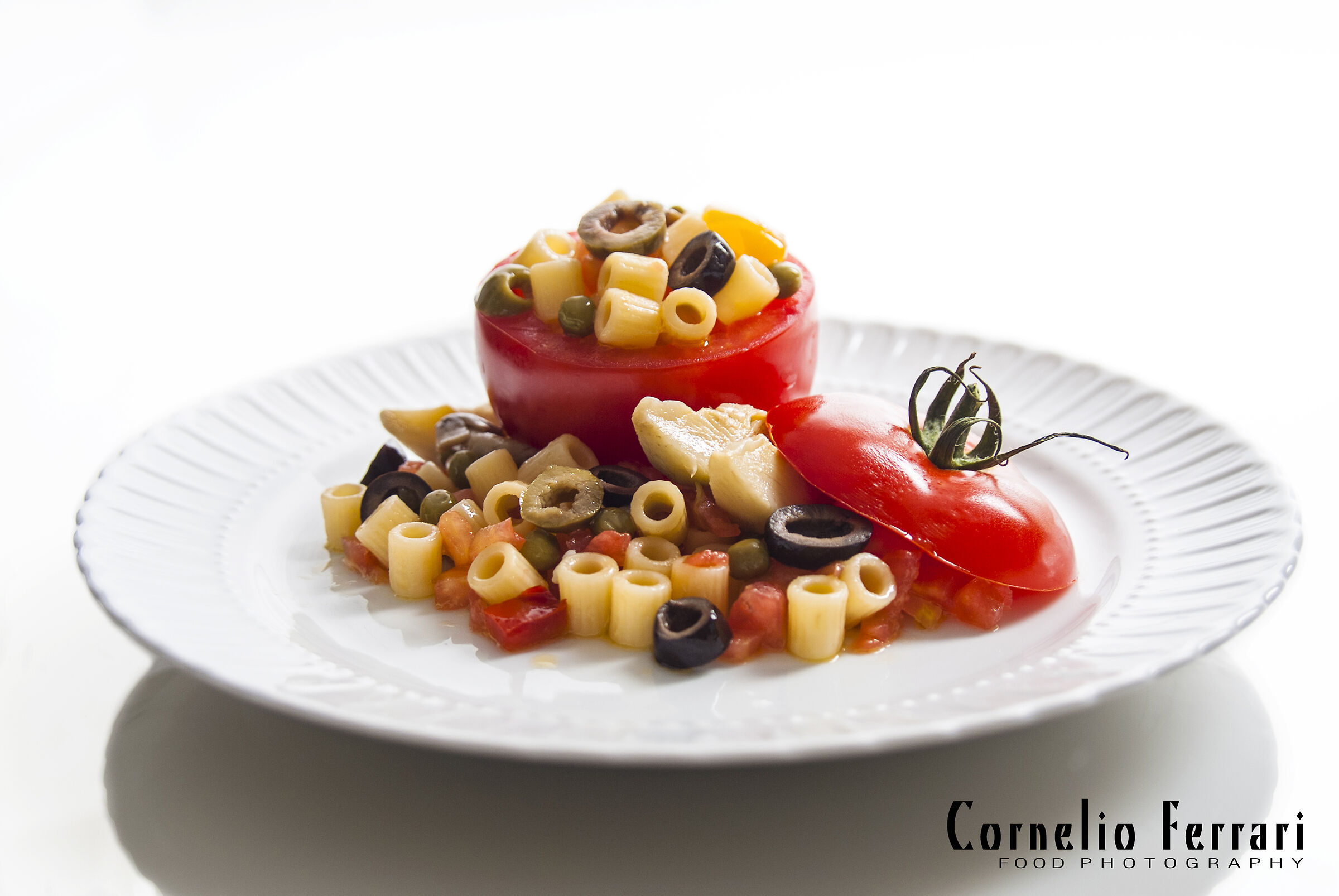 cold pasta with tomato and vegetables...