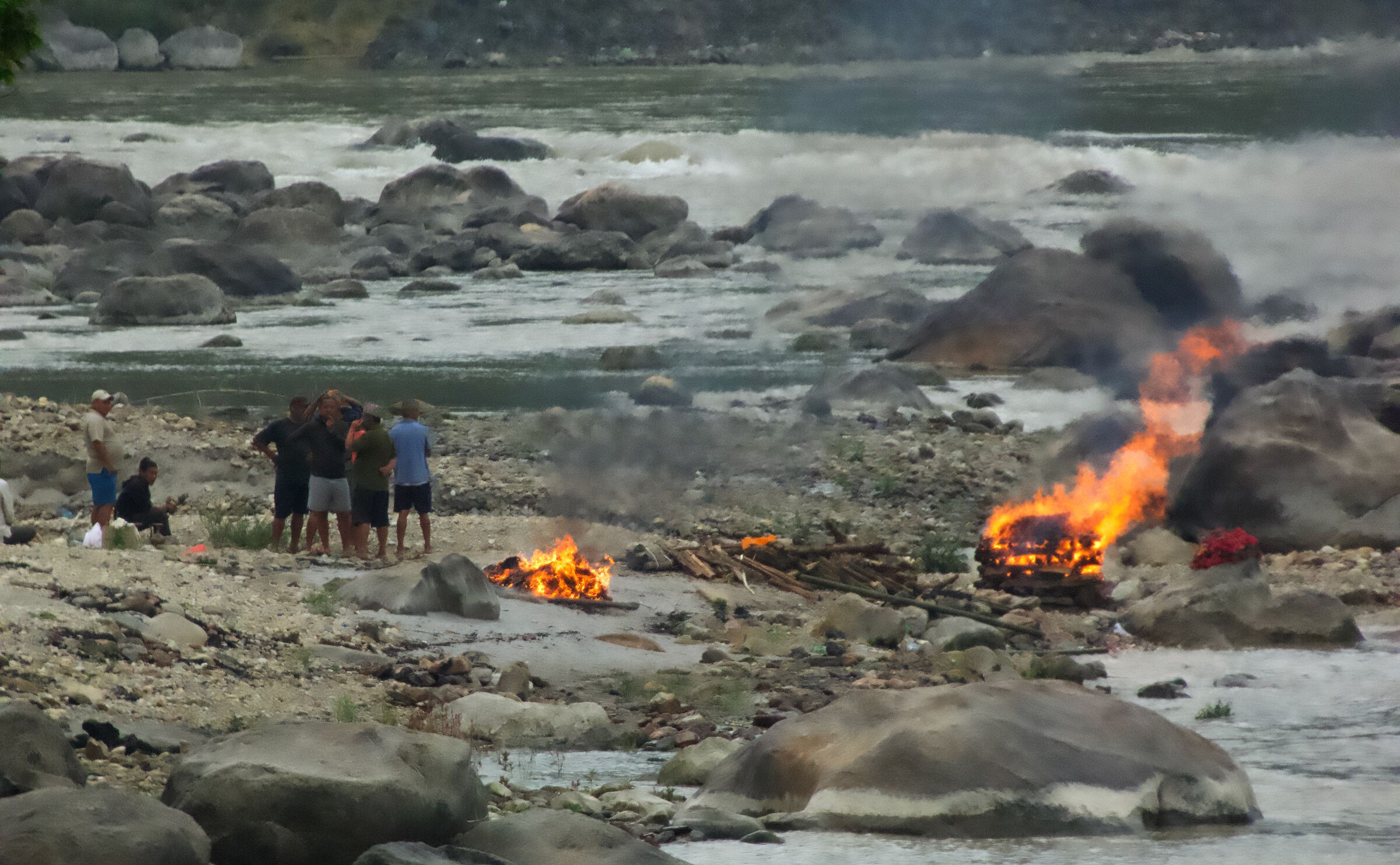 Funeral pyre on the banks of the river...