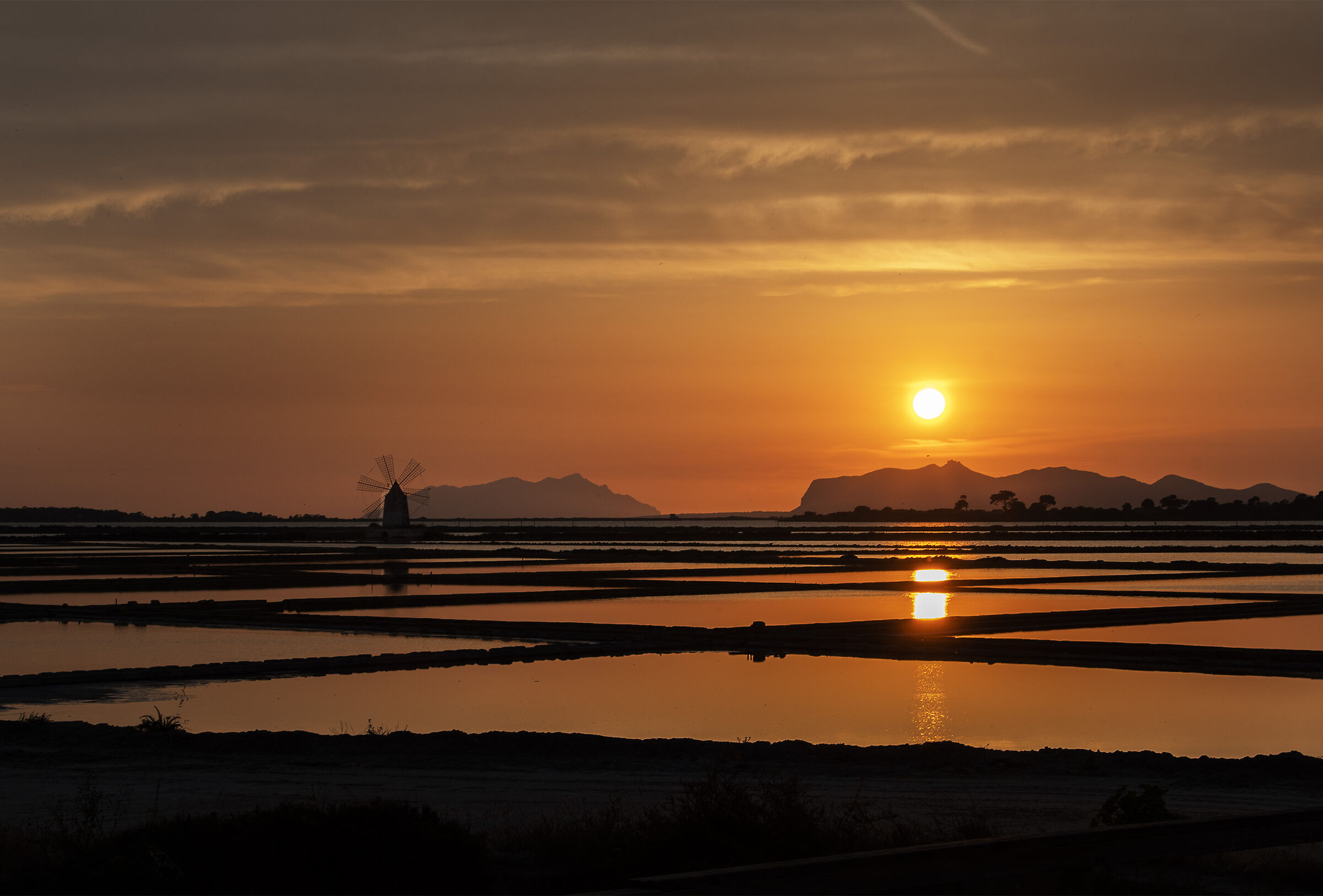 Sunset at the salt pans of Trapani...