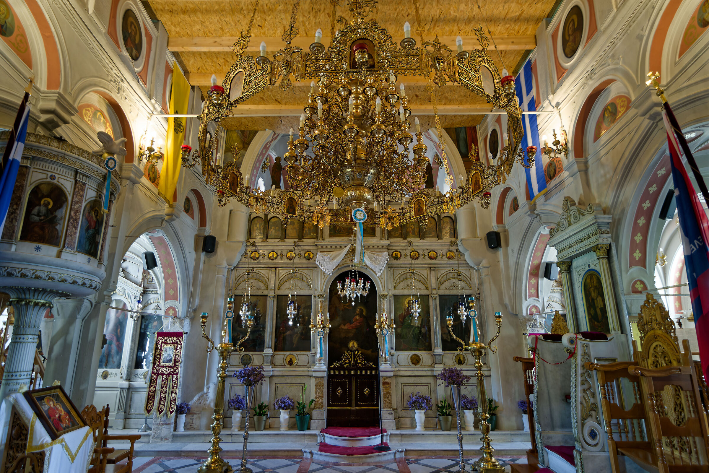 Interior of the Orthodox church in Pythagorio...