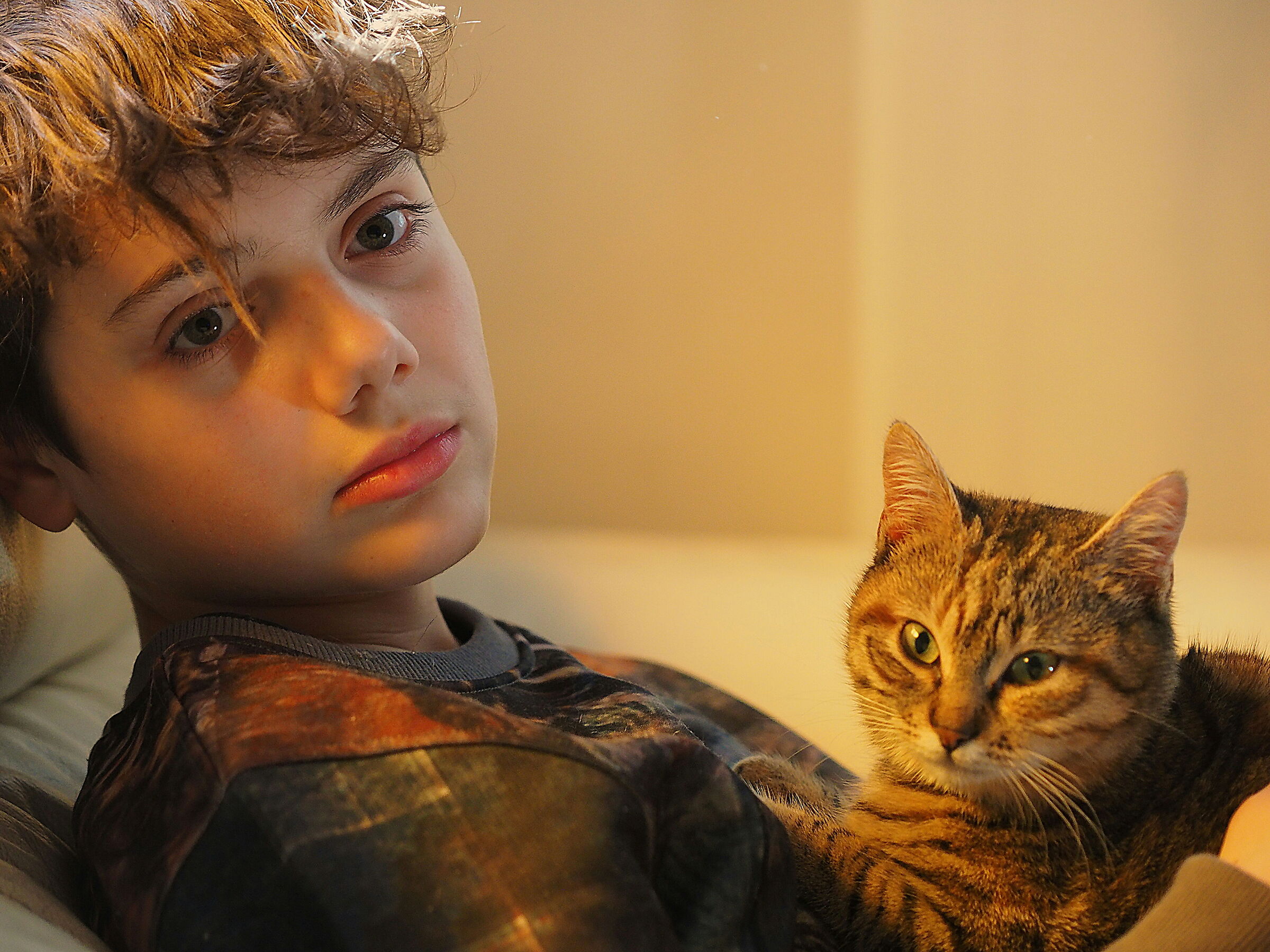 Boy with cat...