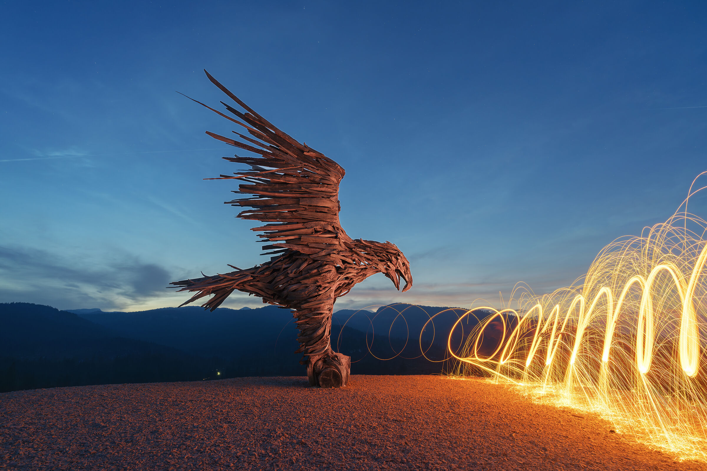Steel Wool technique with the Vaia eagle from Marcesina...