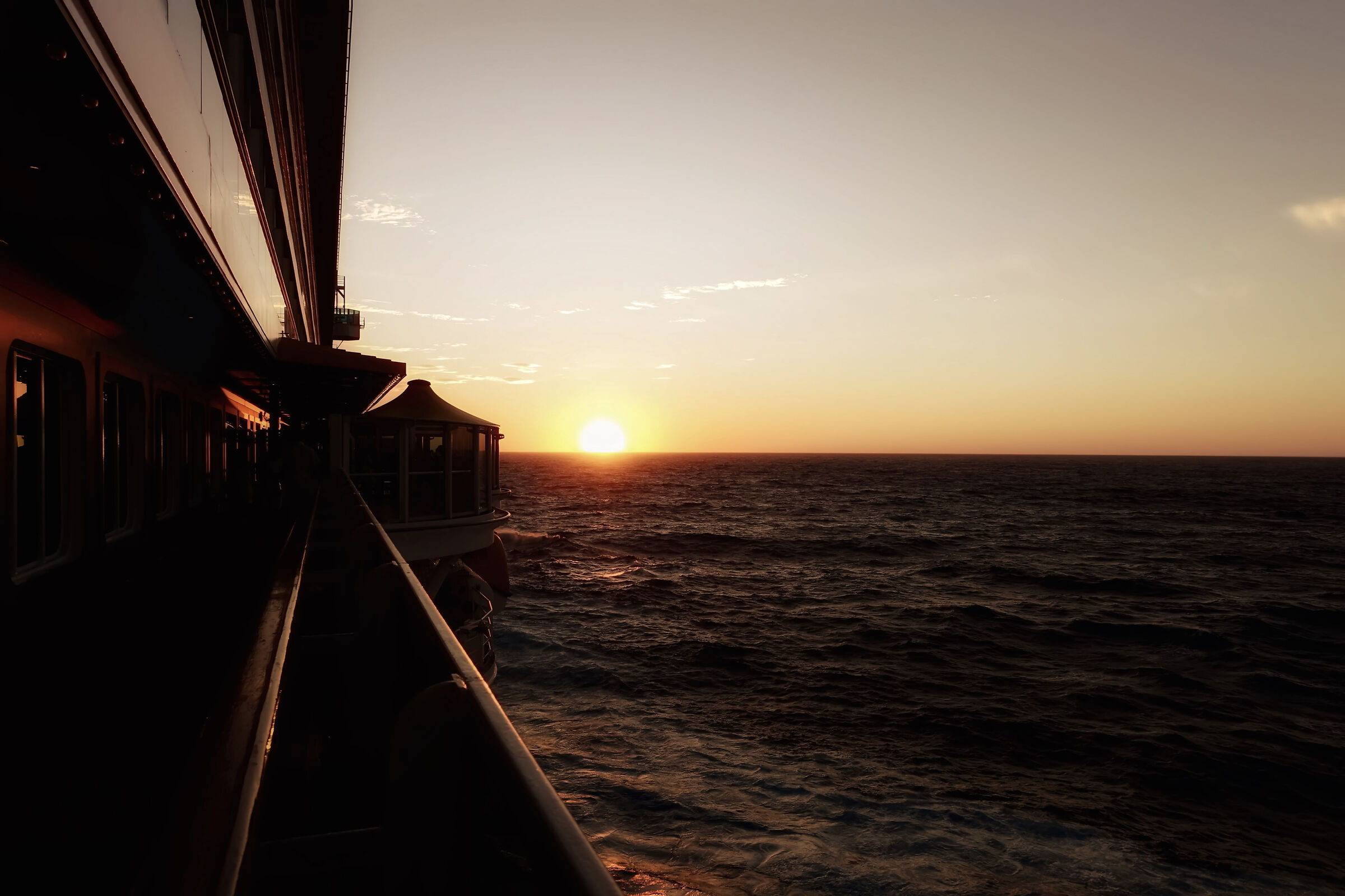 On a cruise, at sunset ...