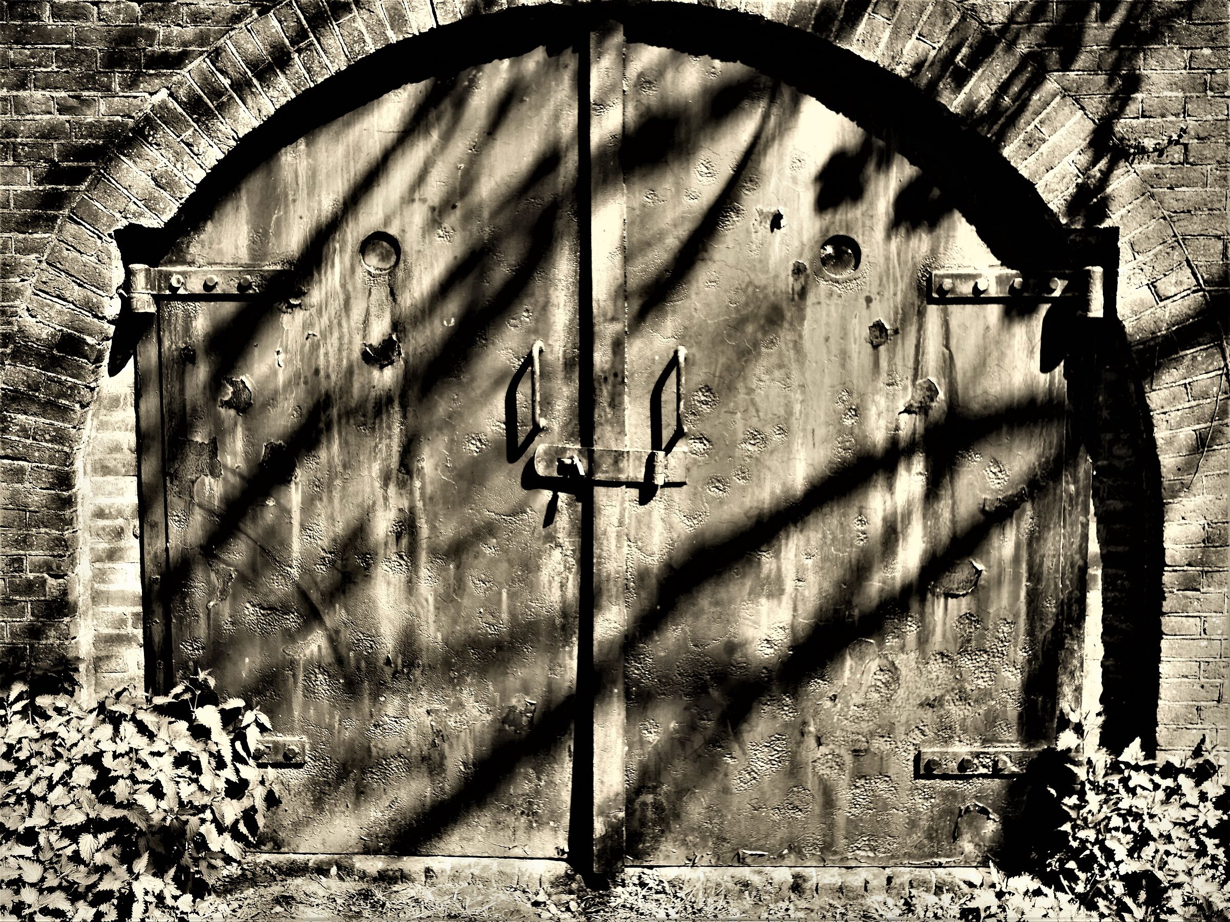 iron doors in the shade...