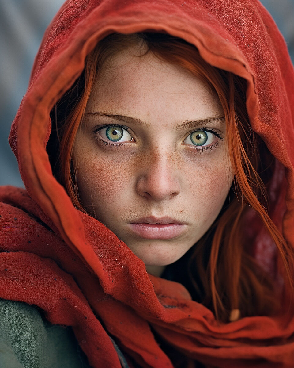 The Afghan girl... red-haired...