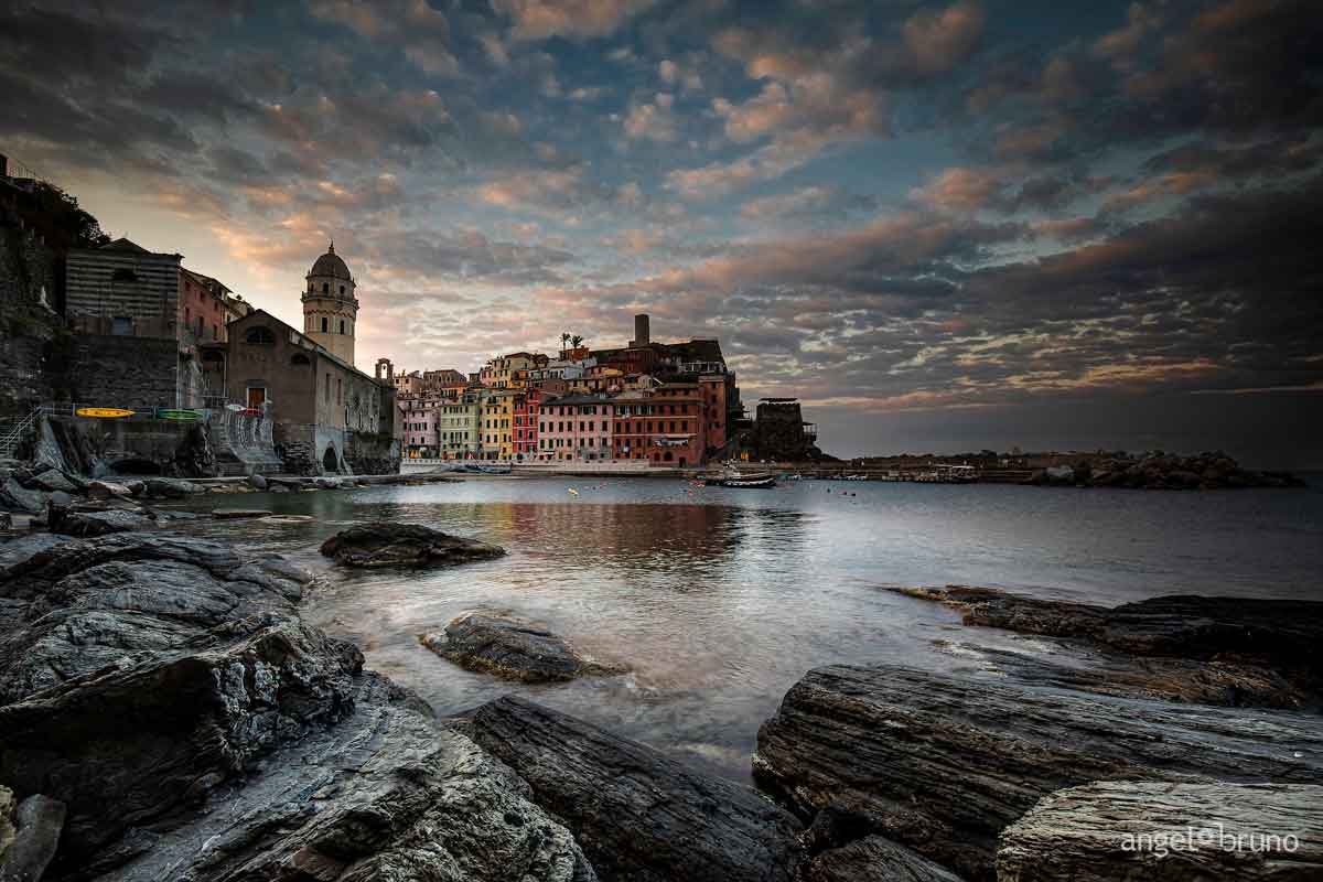 First lights on Vernazza...