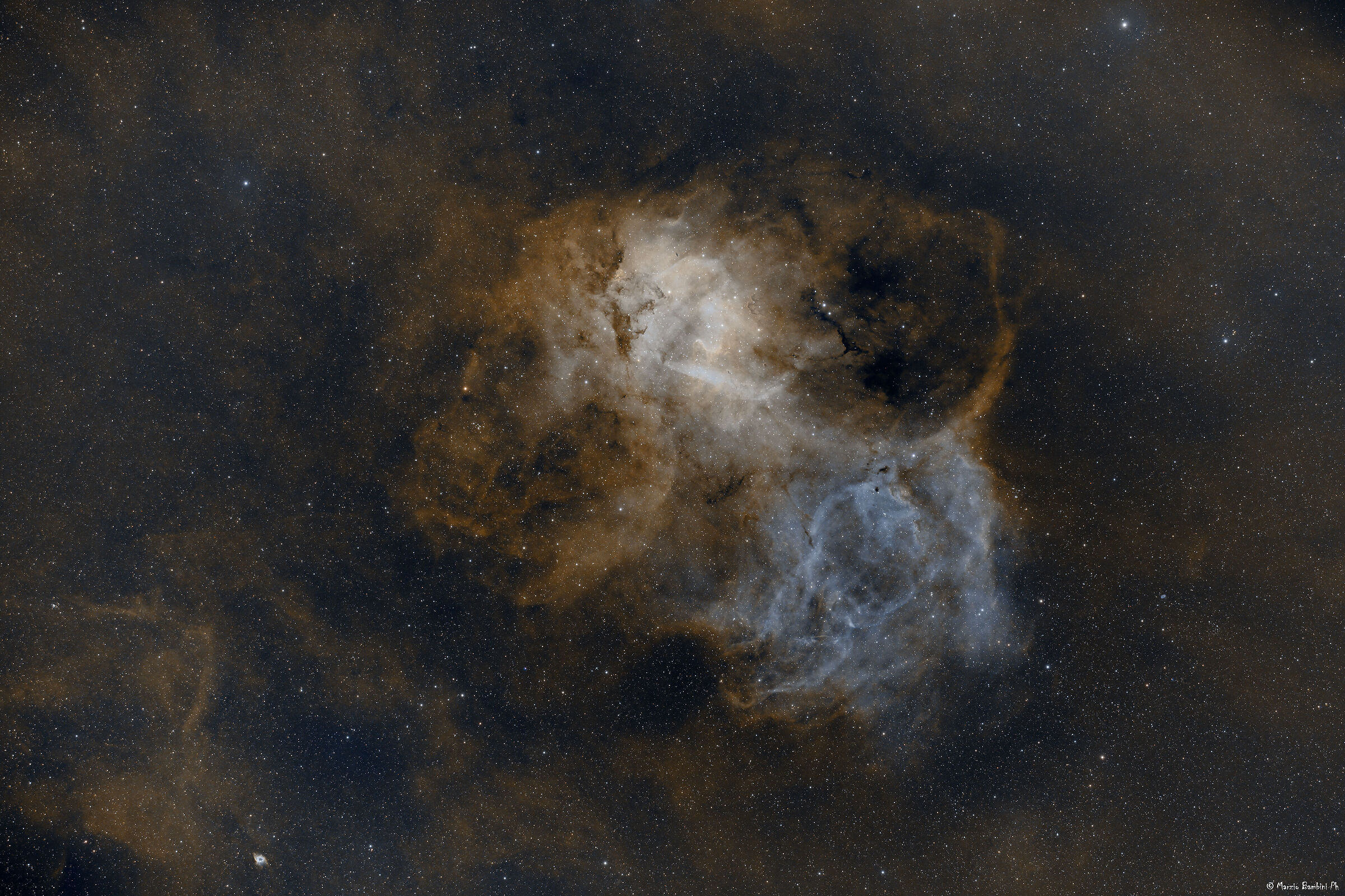 Sh2-132 (Lion Nebula) and Pk 102-2.1 (Planetary Nebula)...