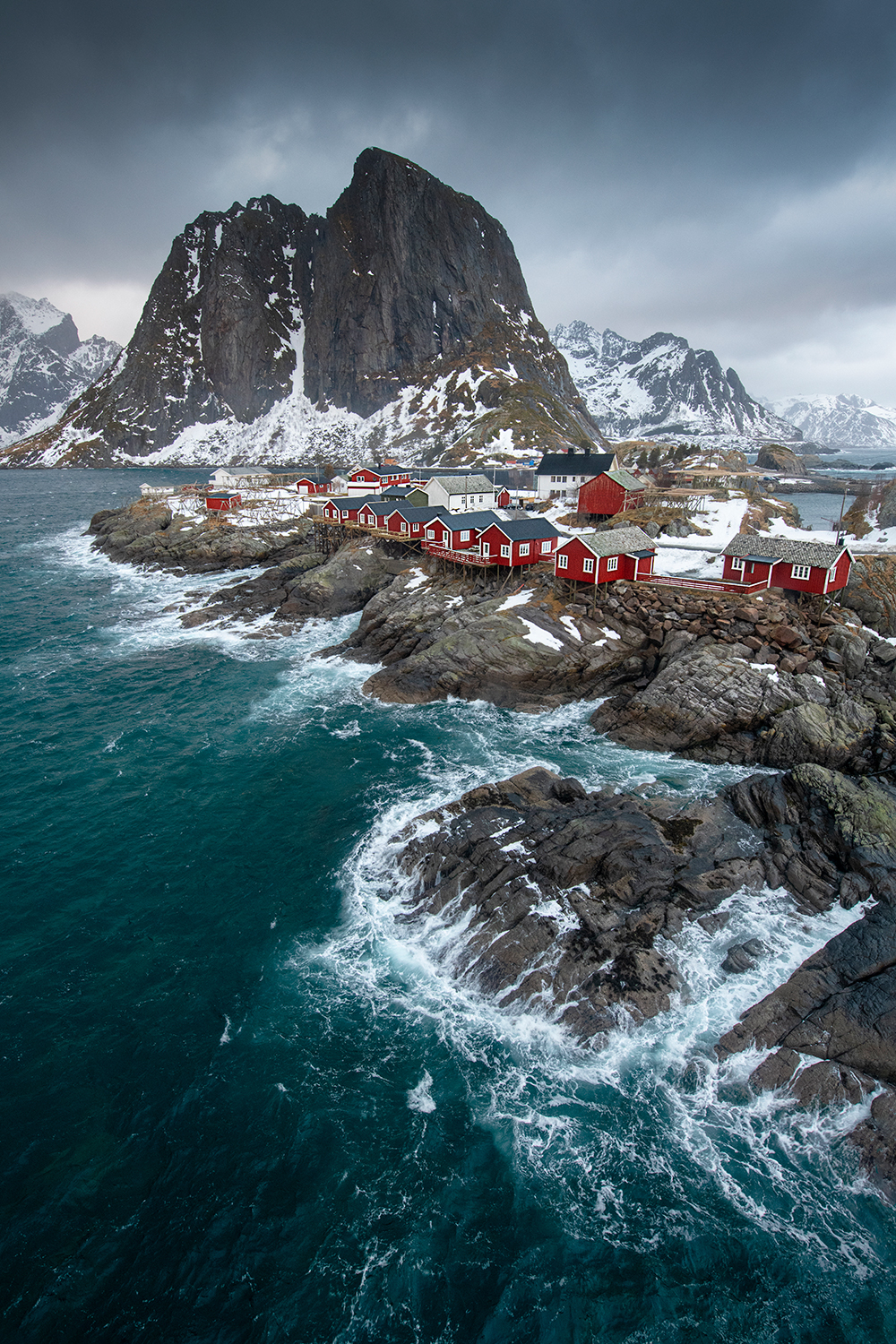 The village of Hamnoy on a day of strong wind...