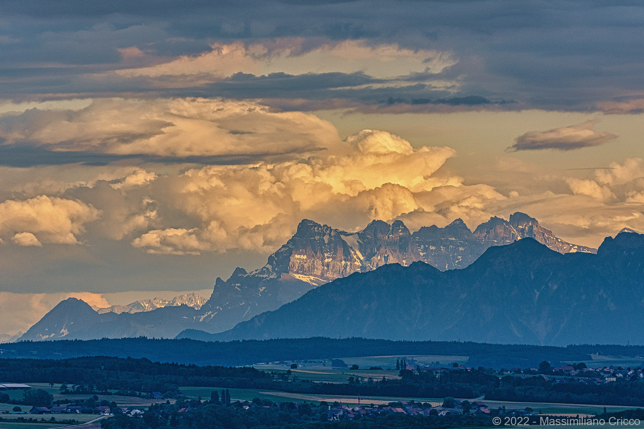The Bernese Alps from the Jura Nord vaudois - Switzerland...