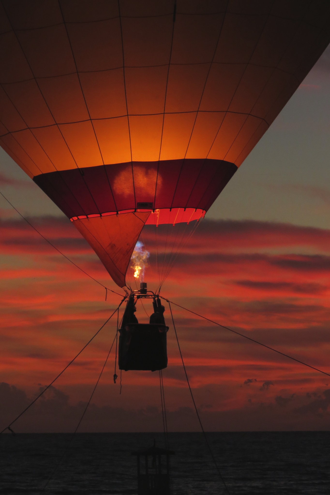 hot air balloon at dusk...