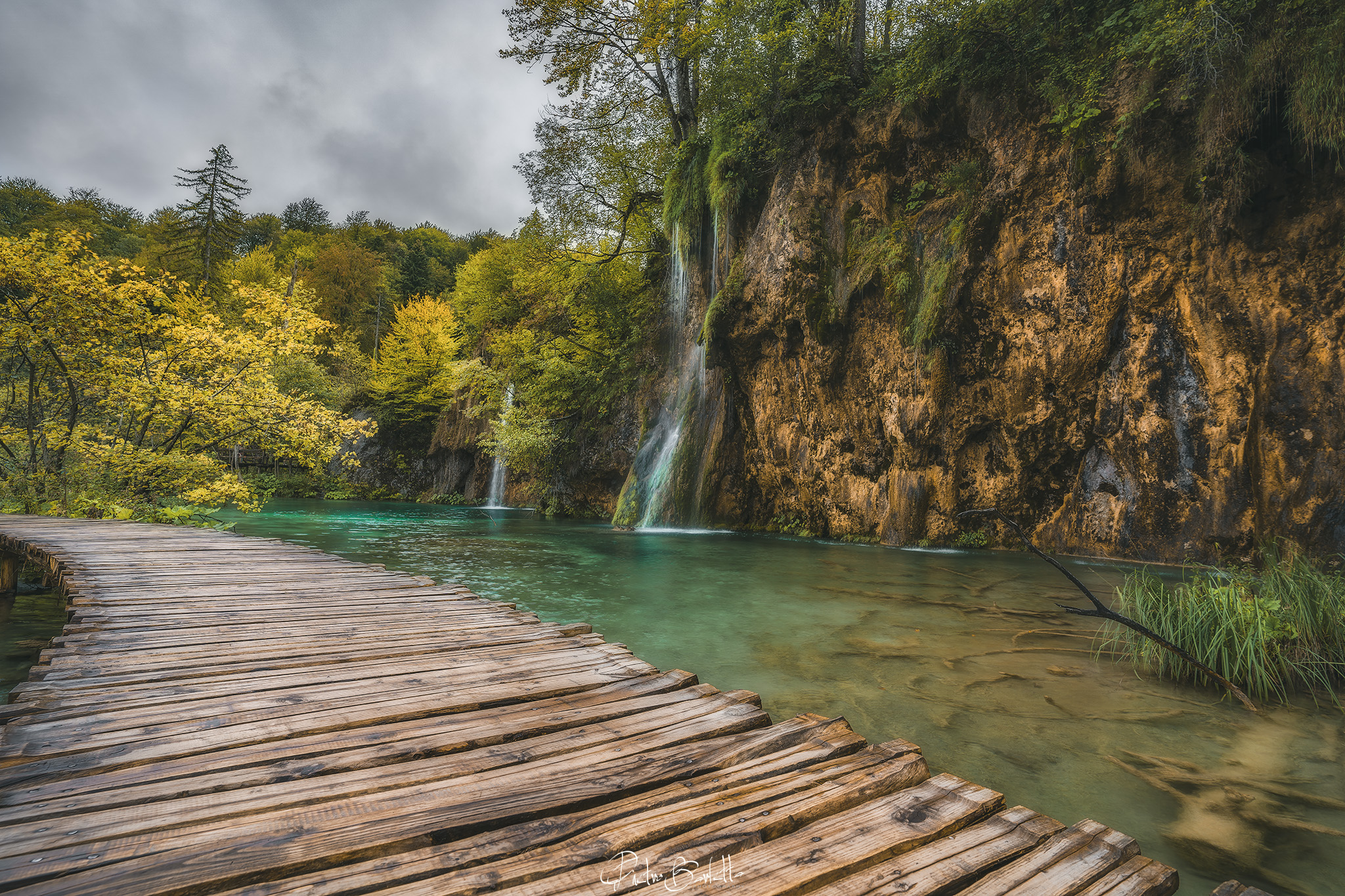 Walkway over the waters of the Plitzvice...