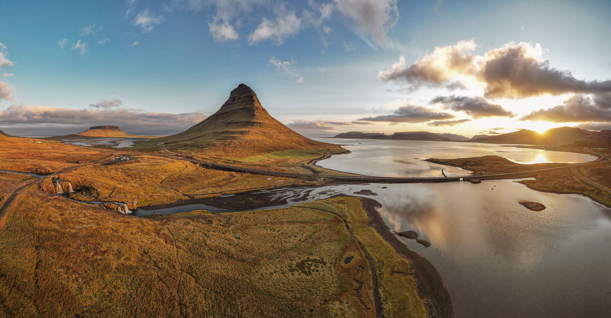 Kirkjufell from above, during a beautiful sunrise...