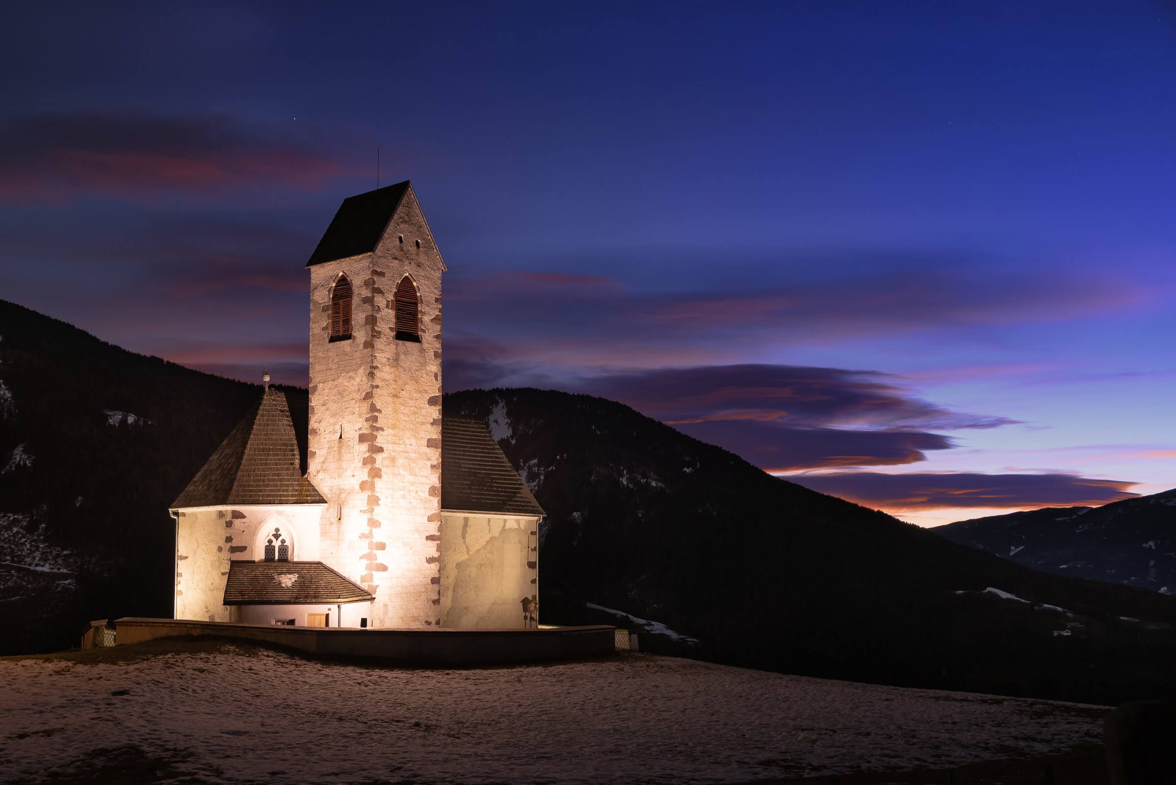 St. James (Funes) at the blue hour...