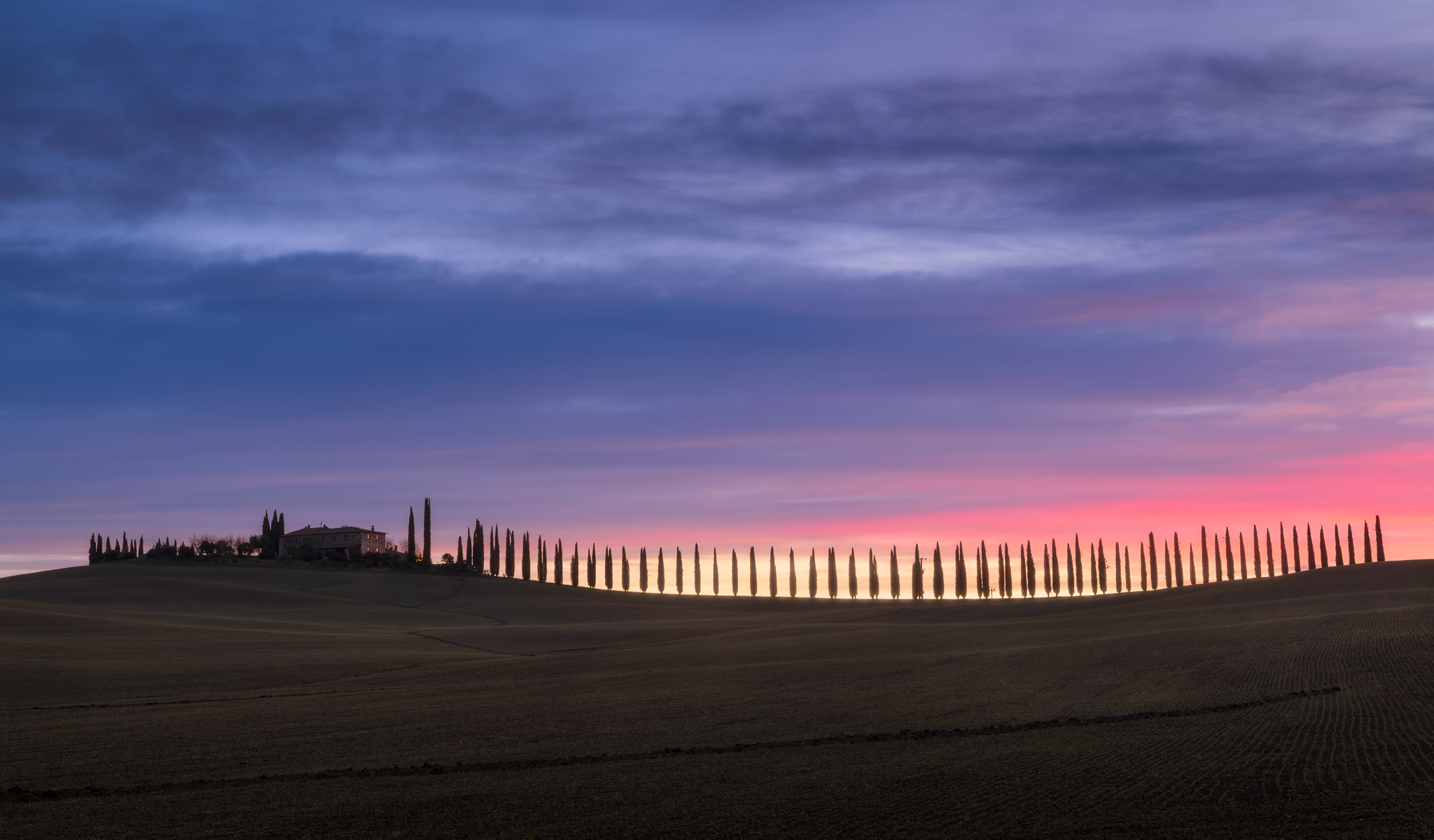 Special sunrise over the Val d'Orcia...