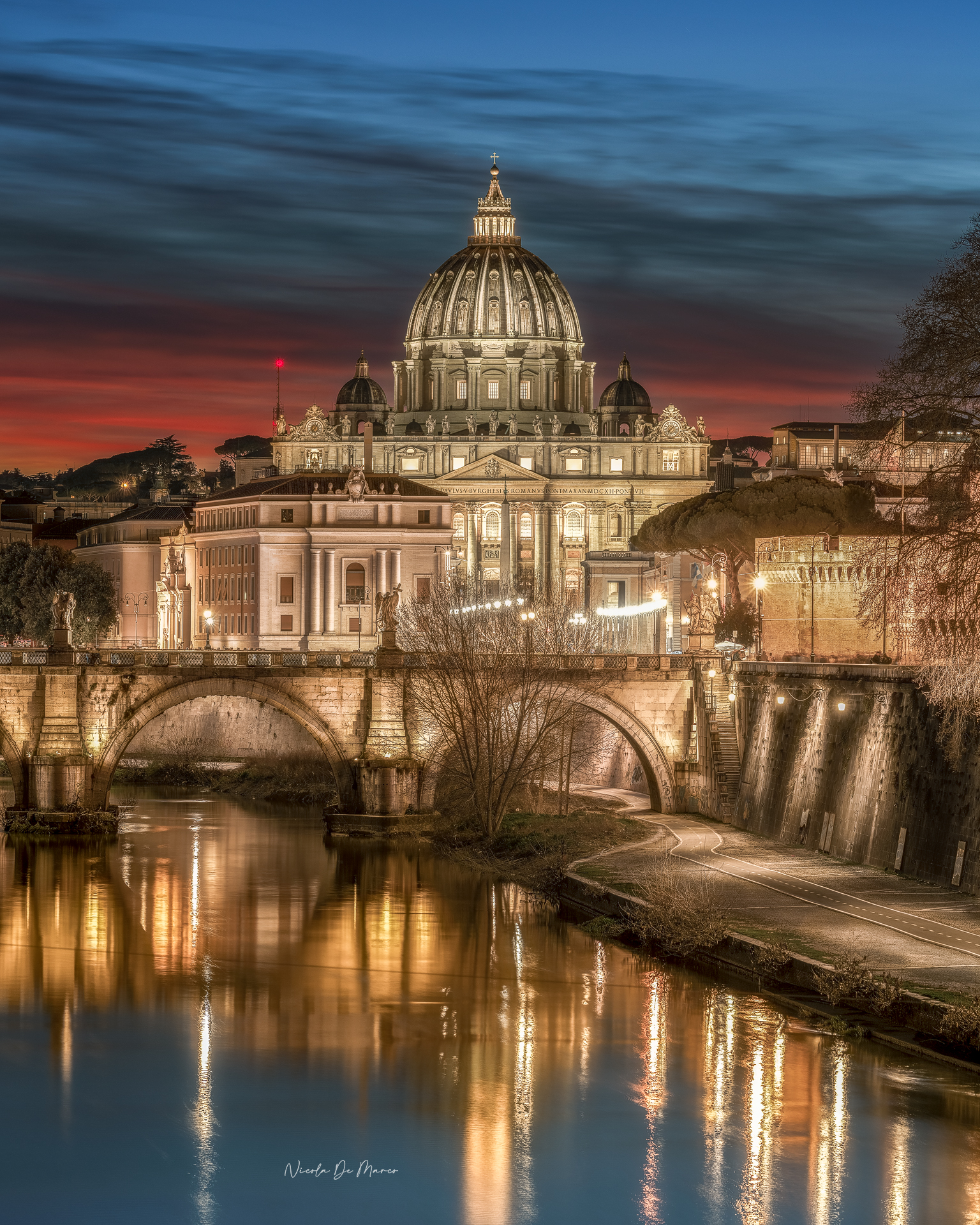 Sunset from Ponte Umberto I - St. Peter's - Rome...