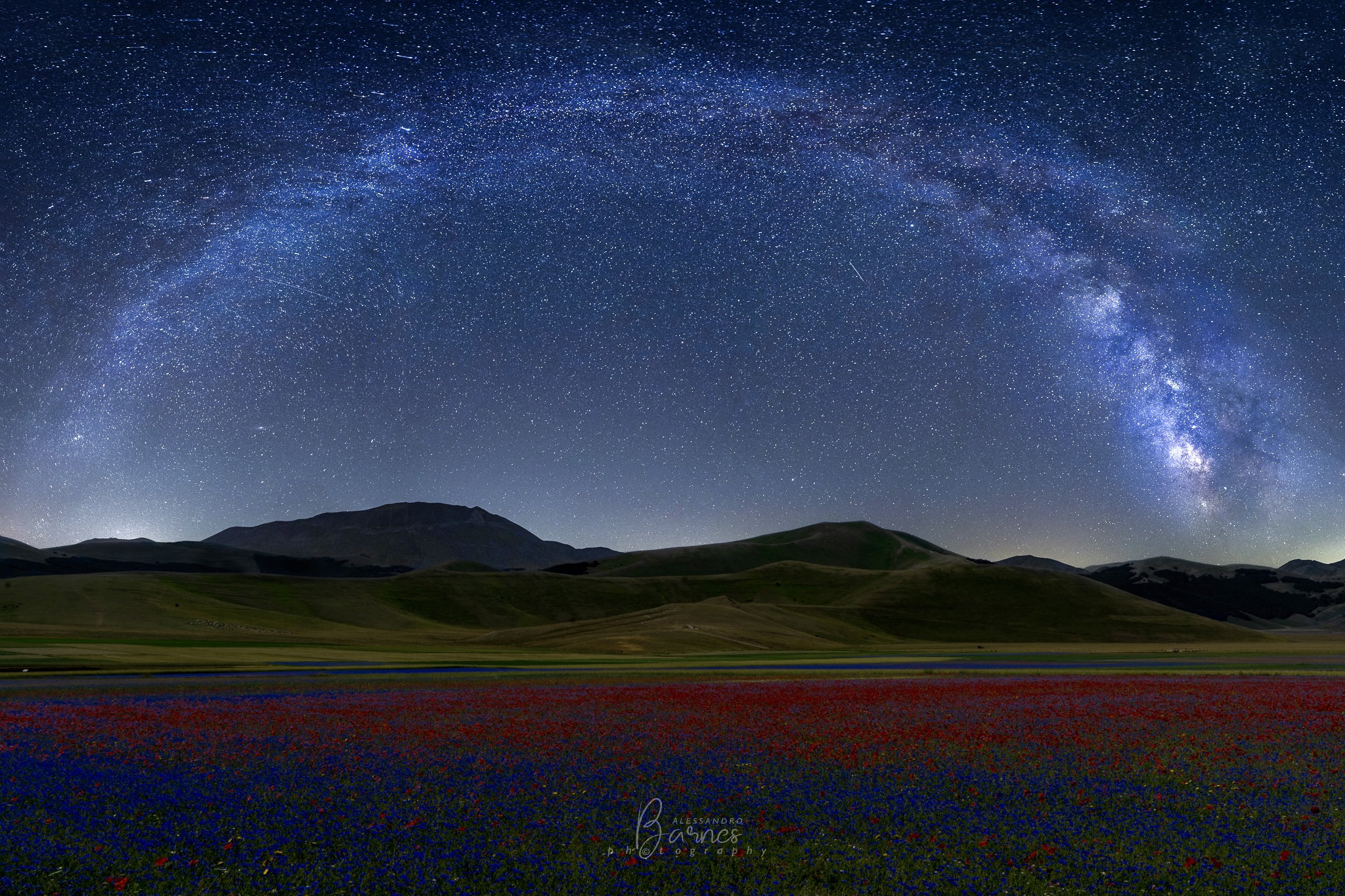Arch of the Milky Way on the plain of Castelluccio...