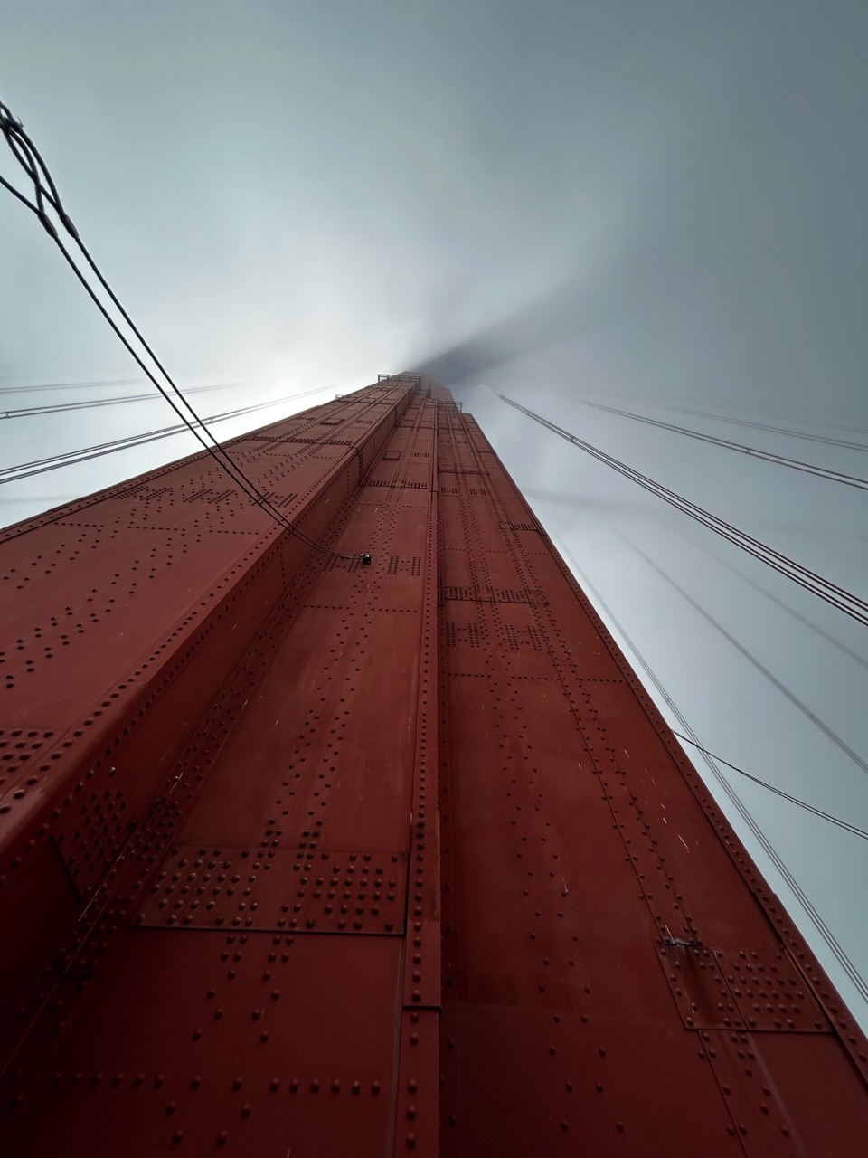 The Golden Gate Bridge inside the fog...