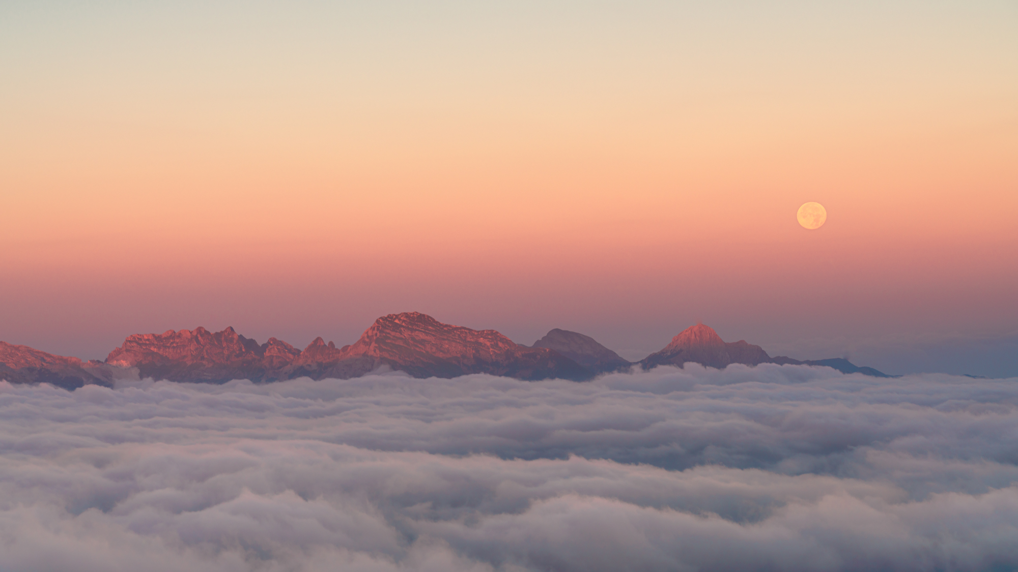 Apuan Alps at dawn seen from the top of Monte Prado...