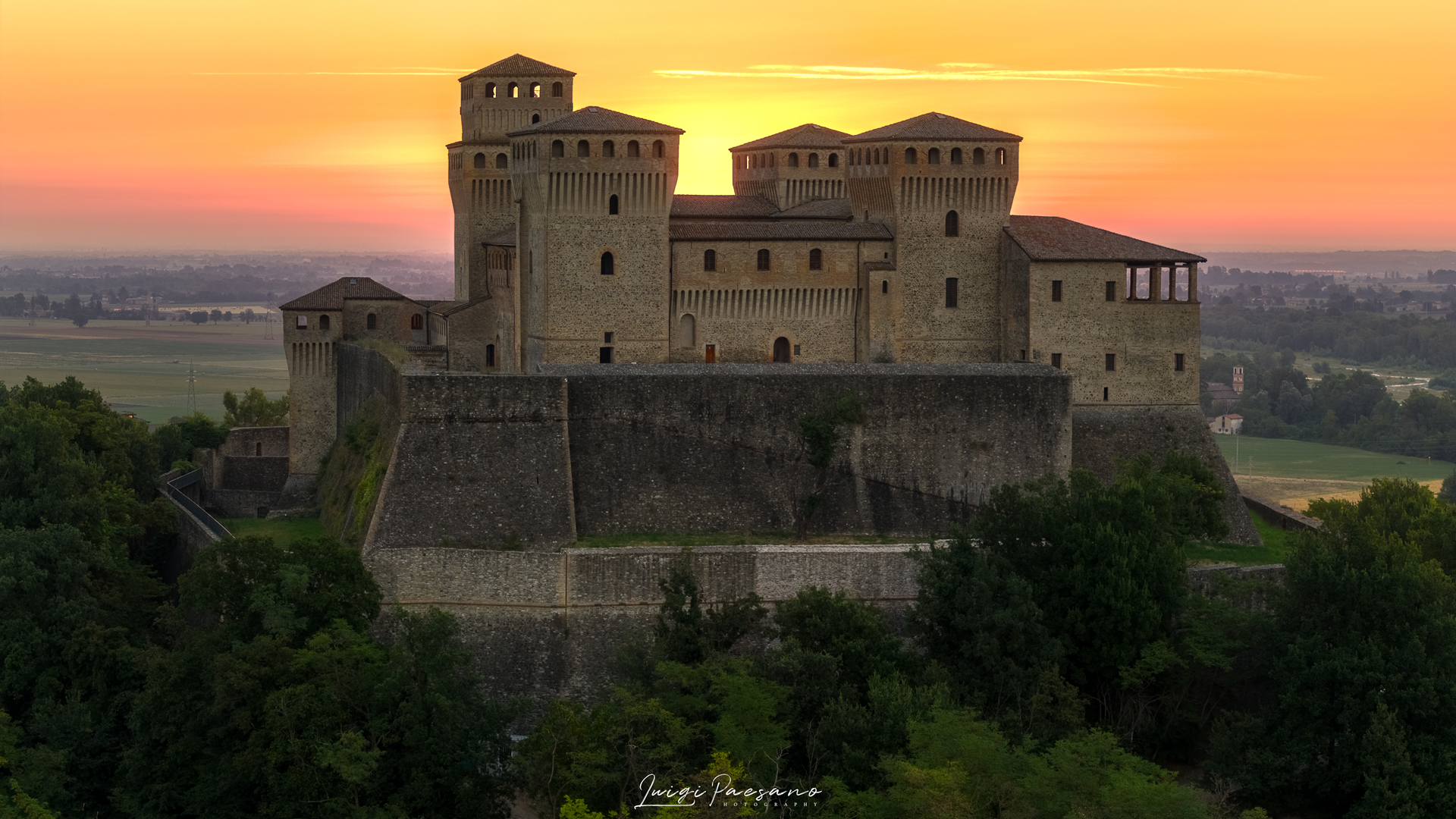 Sunrise at the Castle of Torrechiara...