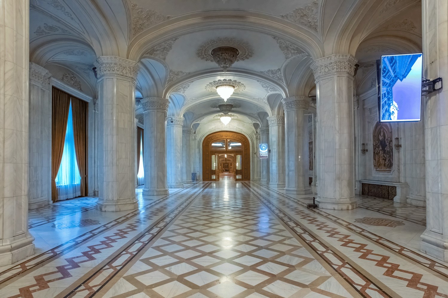 Bucharest- interior of parliament building...